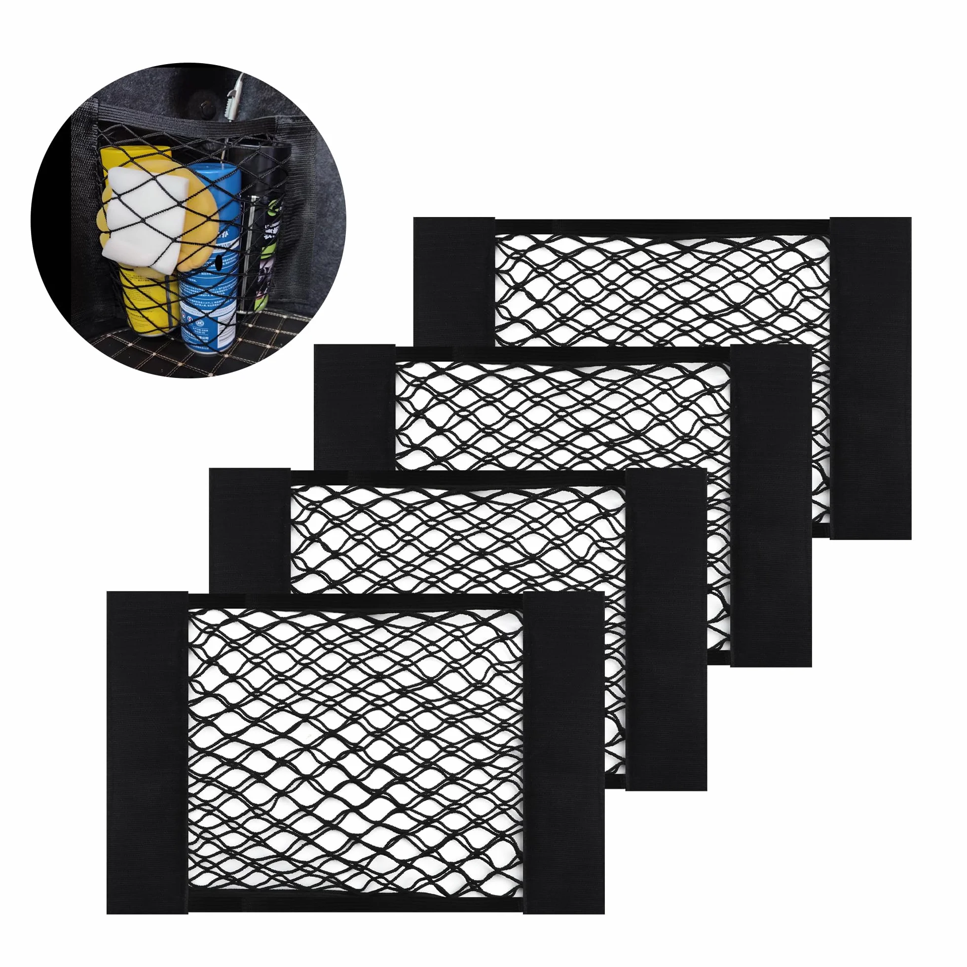 4 sztuki 40 x 25 cm siatka do przechowywania samochodu, przedłużana kieszeń do przechowywania na oparcie fotela samochodowego, uniwersalna siatka bagażnikowa akcesoria samochodowe do samochodów