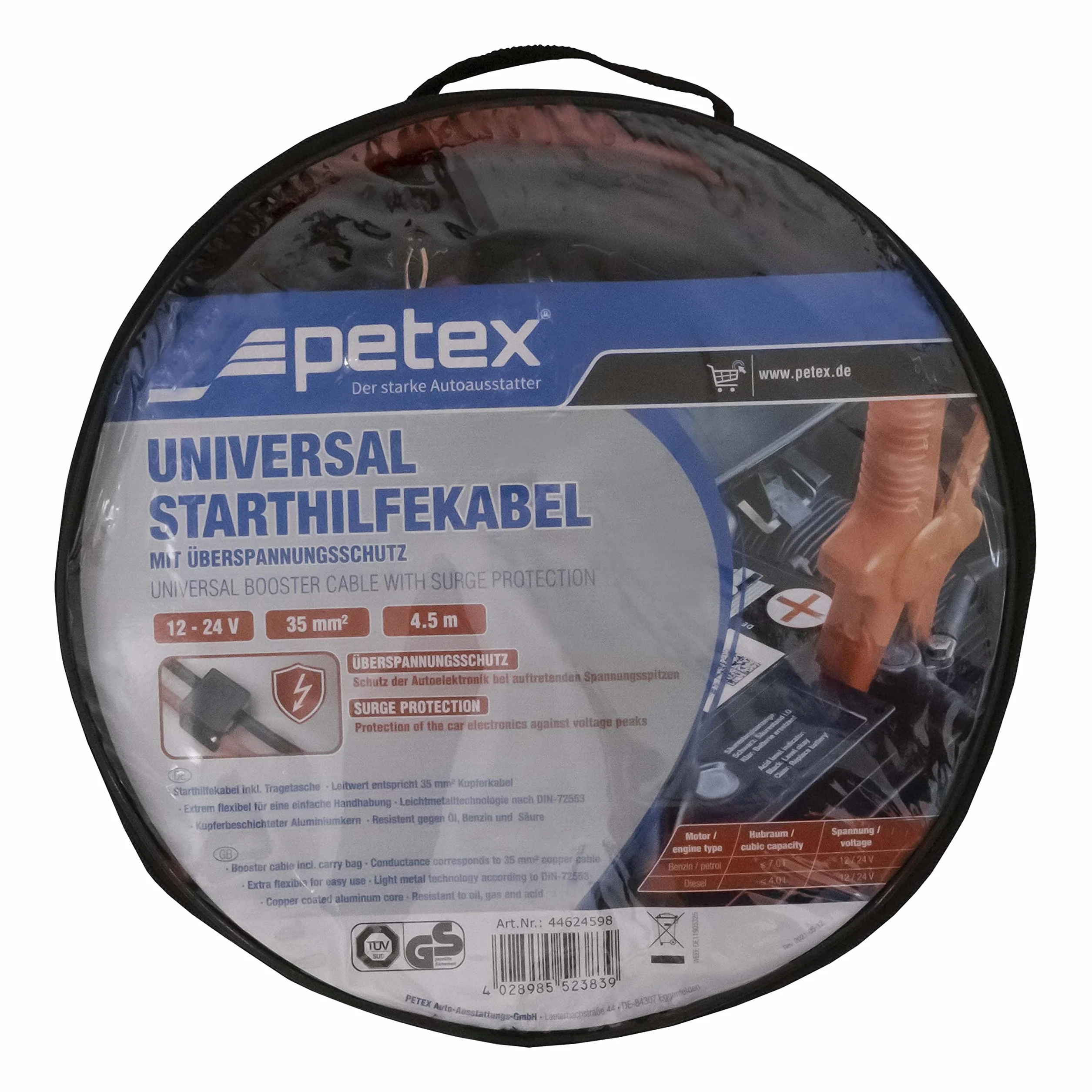 Petex 44624598 kabel rozruchowy 35 mm², z zabezpieczeniem przed przepięciem, długość 4,5 m