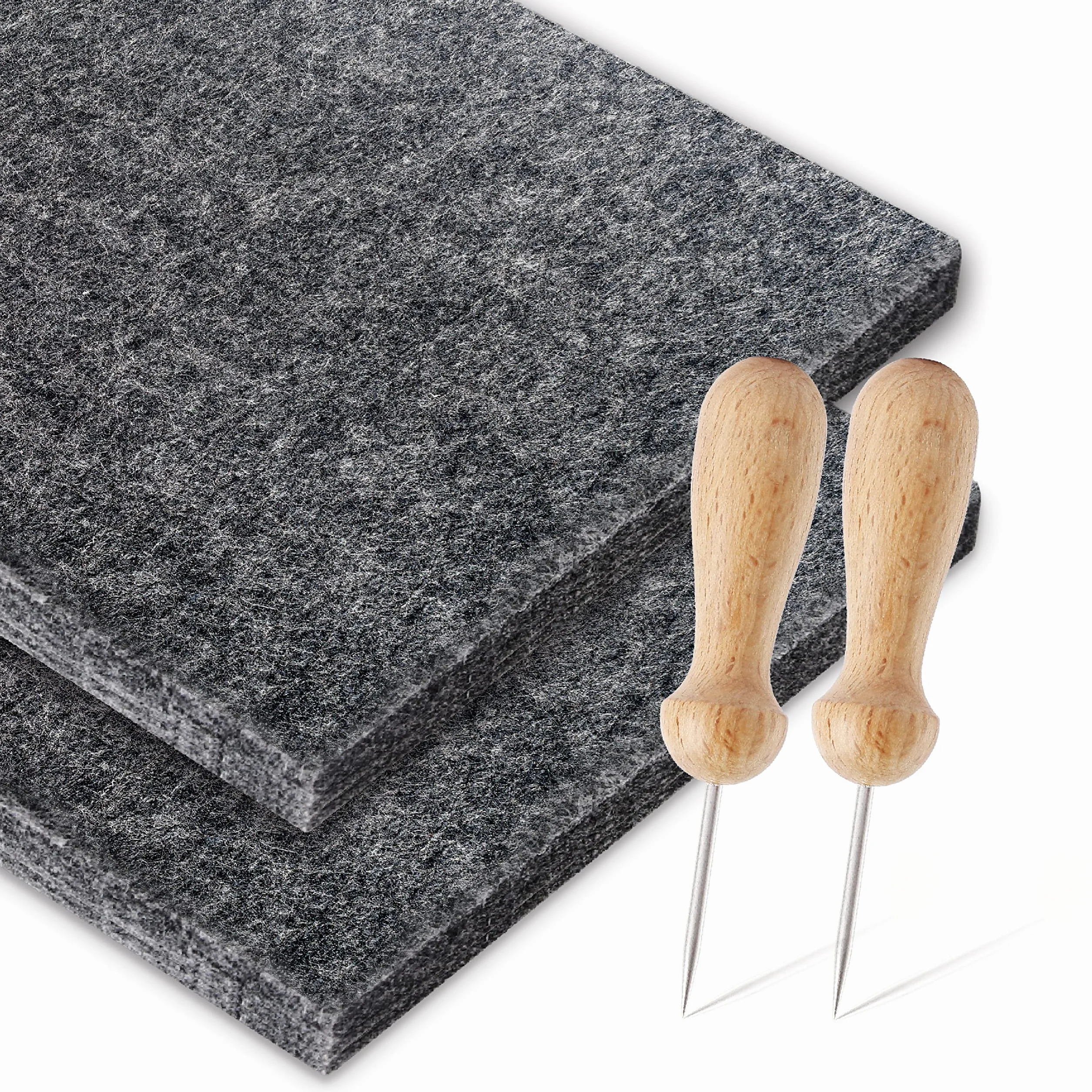 Prickeln zestaw do pompowania (2 x filc, 2 igły, 2 szablony) – podkładka filcowa (20 x 15 cm, 9 mm grubości) i igła do kłucia małych dłoni z drewnianym uchwytem 7,8 cm, zestaw podkładek dla dzieci i dorosłych