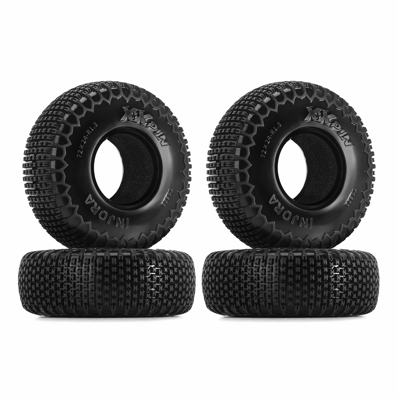 INJORA 1,3" XHX opony rysunkowe dla TRX4m SCX24, 72 * 24mm, S5 Compound, 4 sztuki