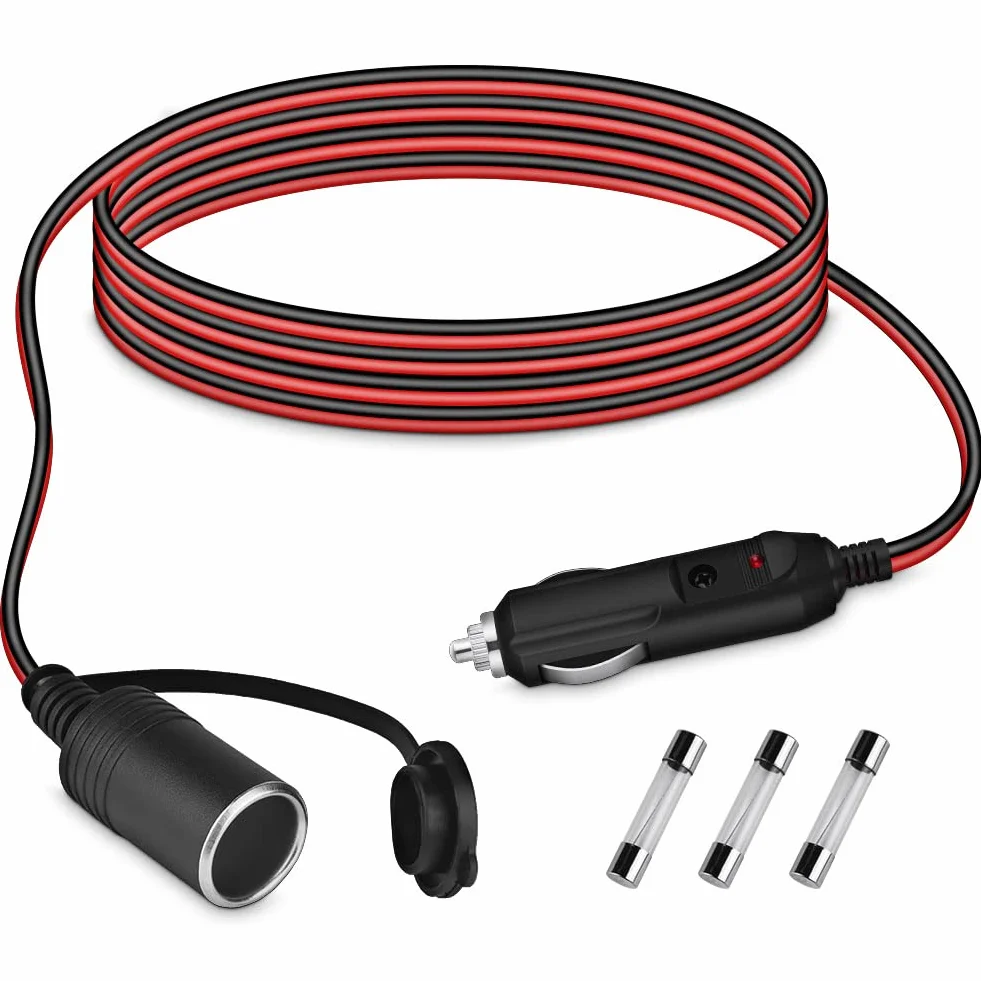 Przedłużacz Zapalniczki Samochodowej 2M 12V/24V 17 AWG z Bezpiecznikiem 15A