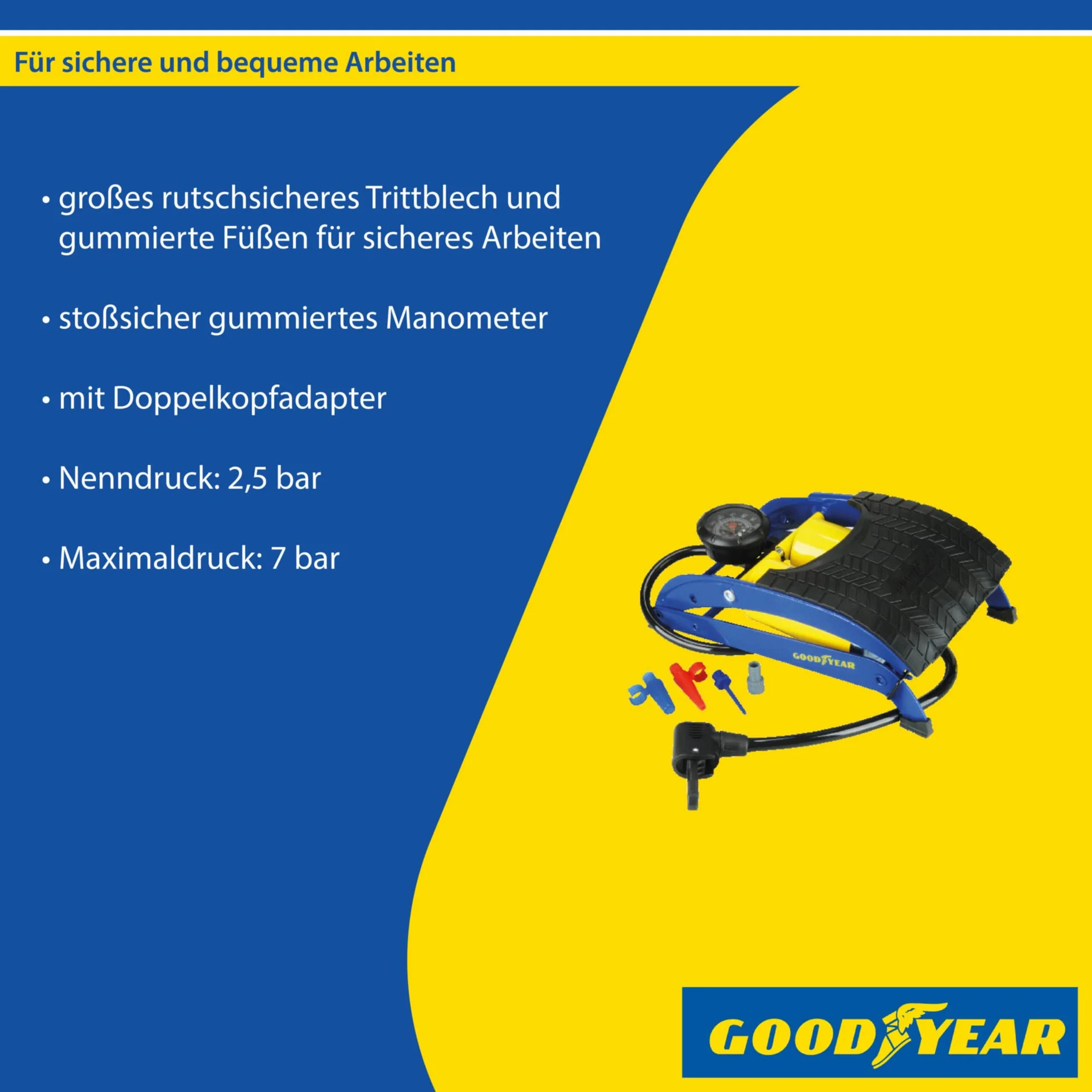 Goodyear 75524 Pompka, Niebieski/Czarny, 40 x 20 x 14 cm