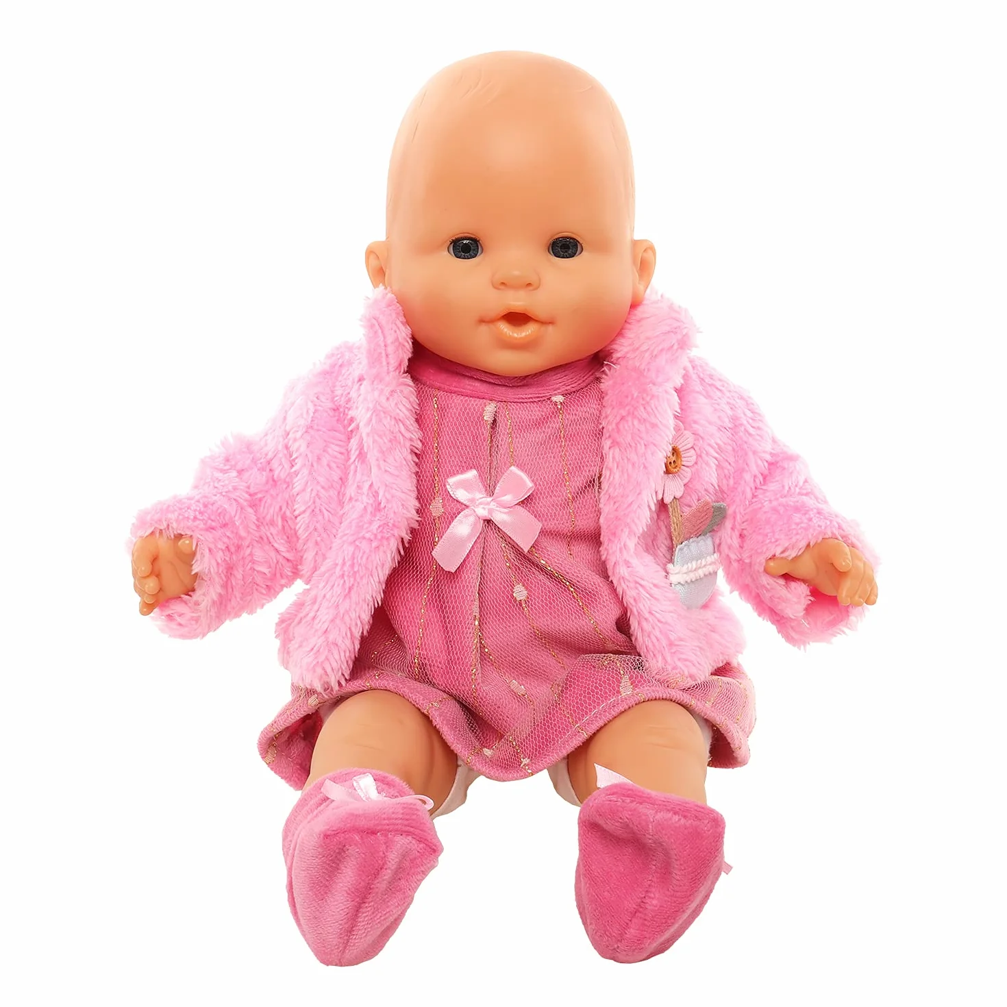 Miunana Ubranie, ubranka dla lalek, ubranka dla lalek 35-43 cm, 3-częściowa, sukienka, płaszcz, skarpety