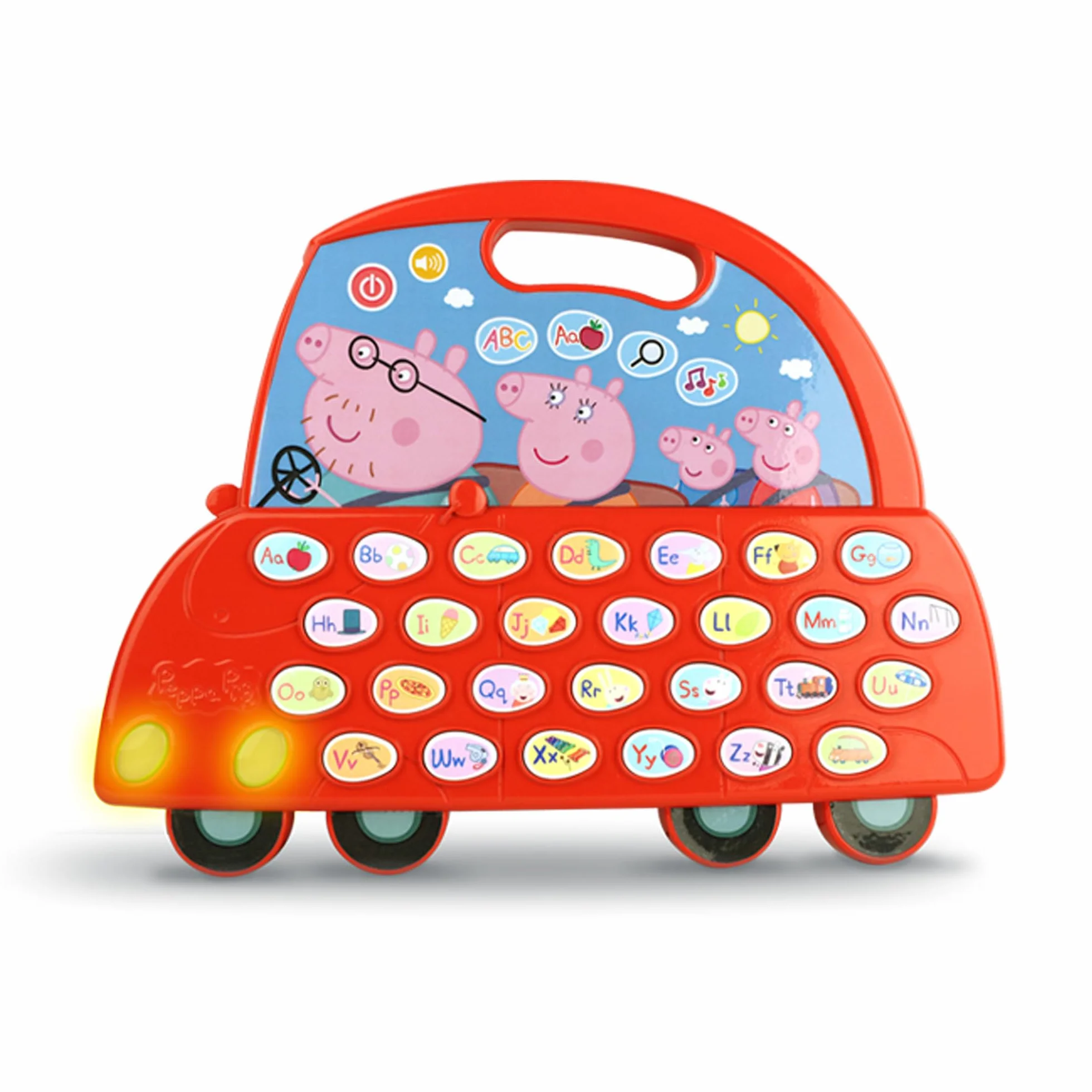 Trefl, VTech - Peppa Pig, Literkowy Samochodzik Peppy - Edukacyjna Zabawka Elektroniczna, Litery i Ich Wymowa, Gry, Nauka z Bohaterami Bajki Świnka Peppa, Zabawka dla Dzieci od 2 lat