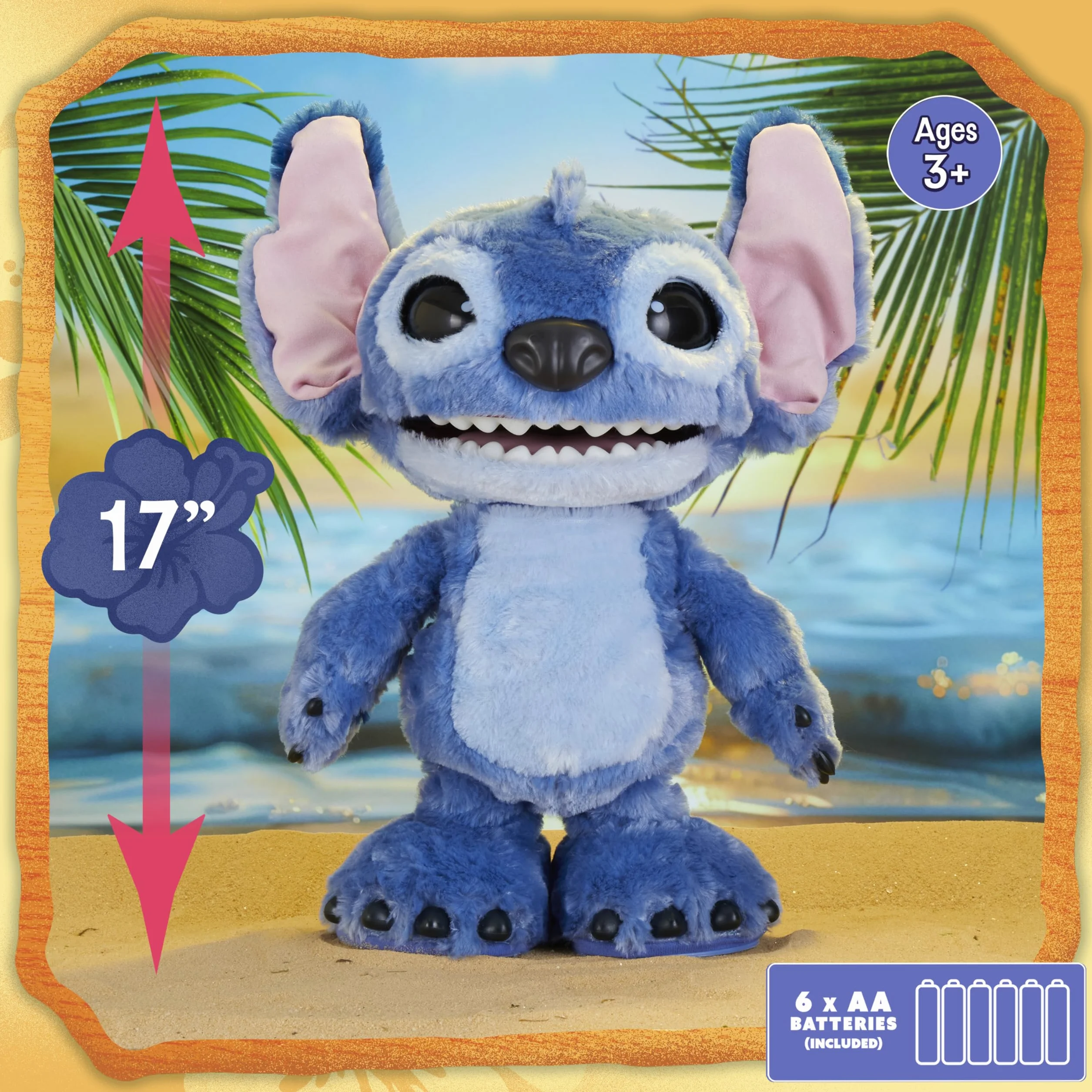 Disney Ultimate Stitch Interactive 17" Plush Toy, 100+ Sounds & Reactions, Inspired by Disney’s Live-Action Film, New Movie Toy for Fans, Girls, Boys, Kids 3+ by Just Play