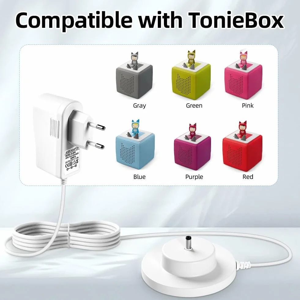 Ładowarka do Tonie Box, ładowarka do Toniebox, może zastąpić kabel ładujący do Toniebox 9 V 1,5 A, przenośny, ochrona bezpieczeństwa kompatybilny z odtwarzaczem audio Tonie Box (wtyczka)