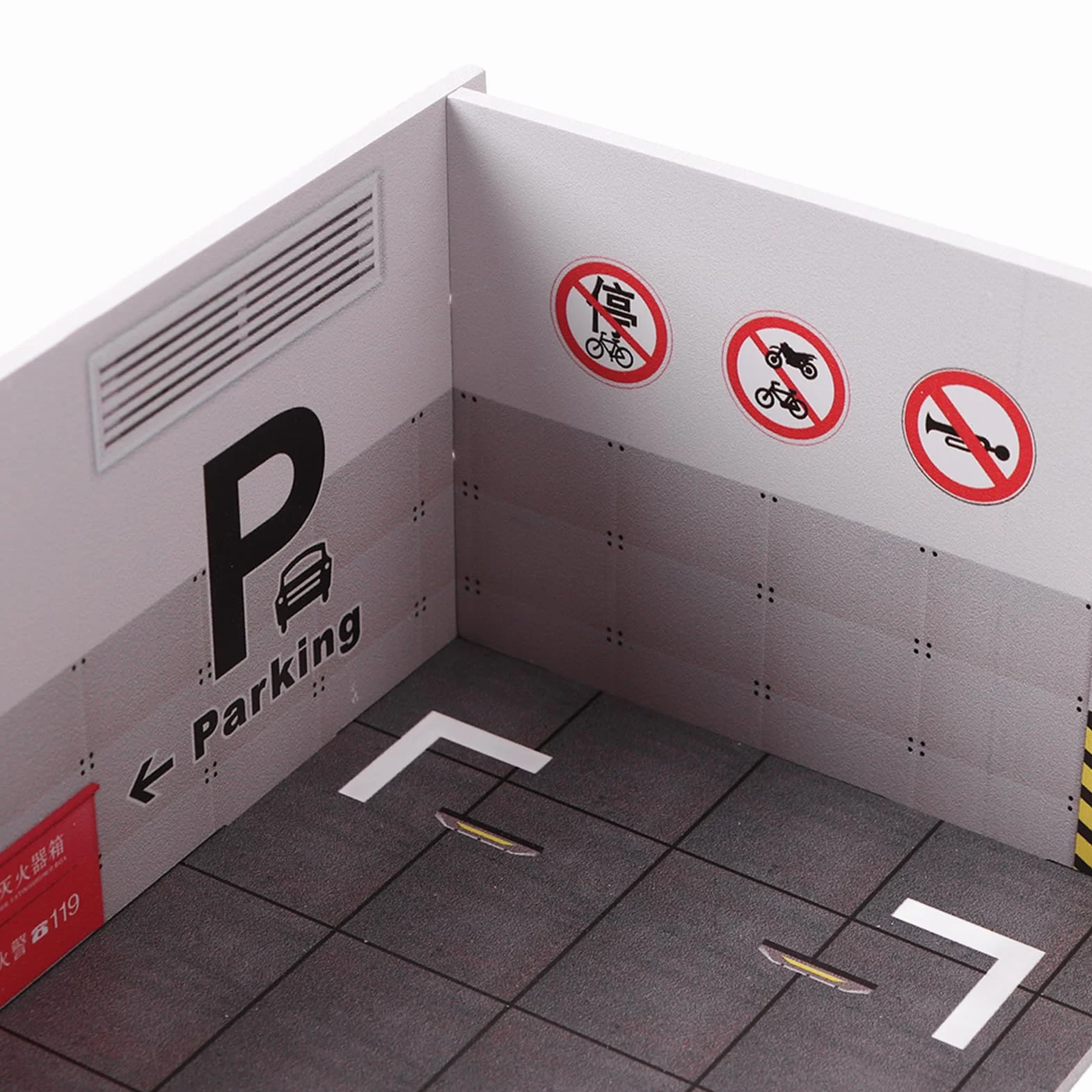 3 szt. Model Parkingu, Model Parkingu w Skali 1:32 Innowacyjna Symulacja PVC łatwy montaż Projekt do Kolekcji (Model parkingu)