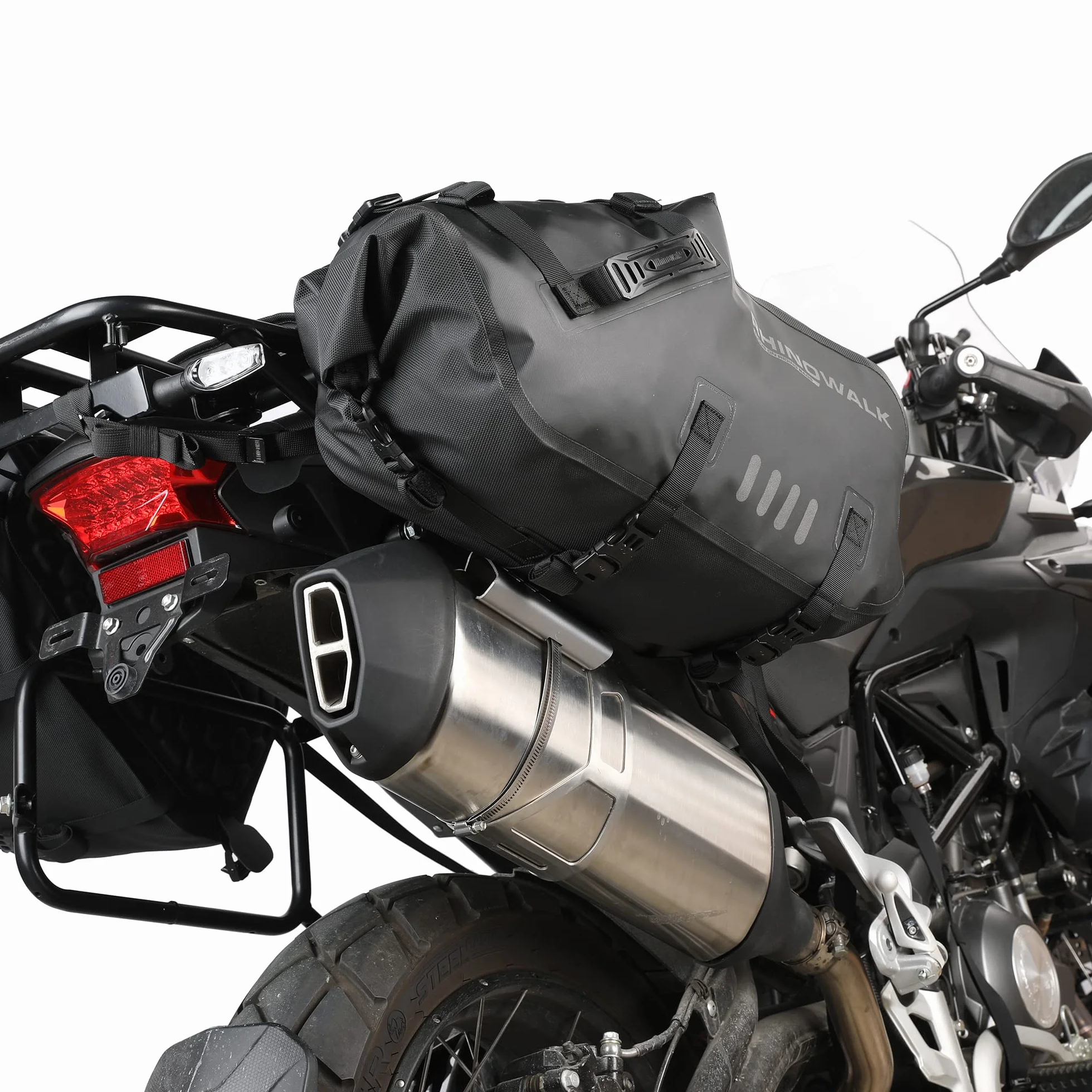 Rhinowalk Osłona na motocykl, ochrona przed wysoką temperaturą, osłona rury wydechowej, osłona przed wysoką temperaturą, blacha do ochrony przed wysoką temperaturą, osłona torby motocyklowej, YMT004