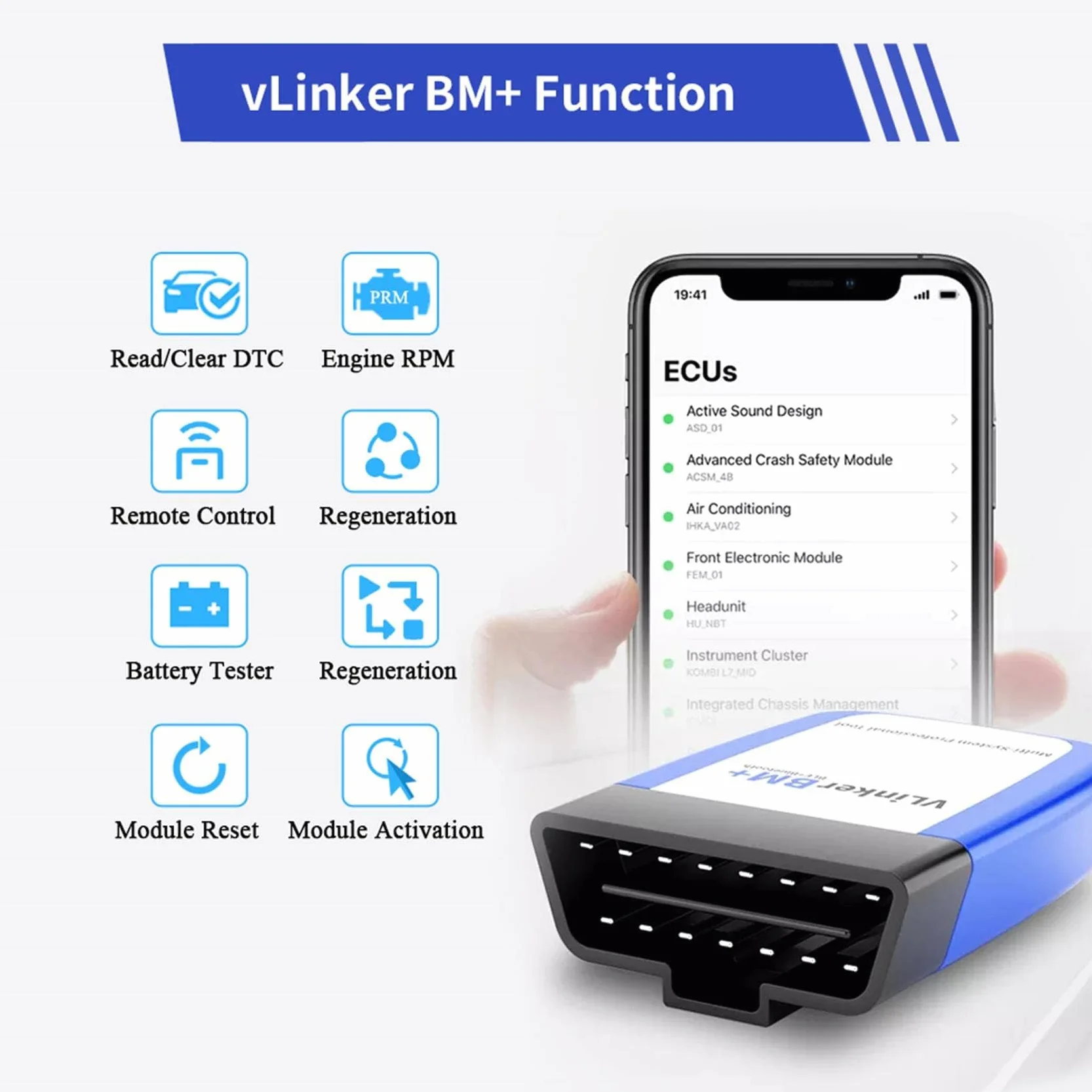 vLinker BM+ OBD2 Bluetooth Diagnostyczne narzędzie skanujące OBDII Skaner samochodowy dla iOS Android Windows BimmerCode