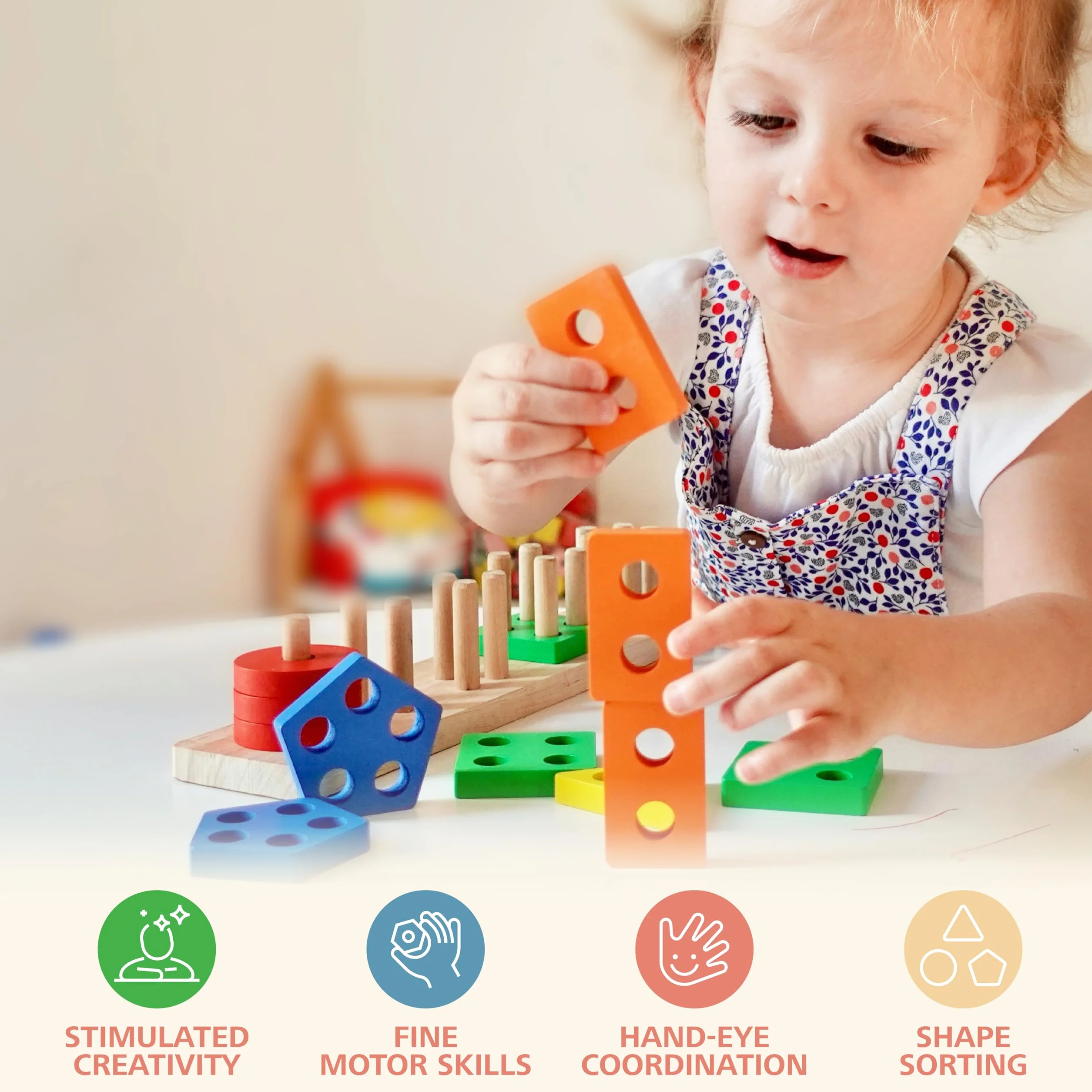 Sweety Fox Gry Montessori 1 rok - zabawki aktywizujące i rozwojowe 1 2 3 lata - dziecko 1 rok Drewniane gry polegające na układaniu i sortowaniu - zabawka dla dzieci