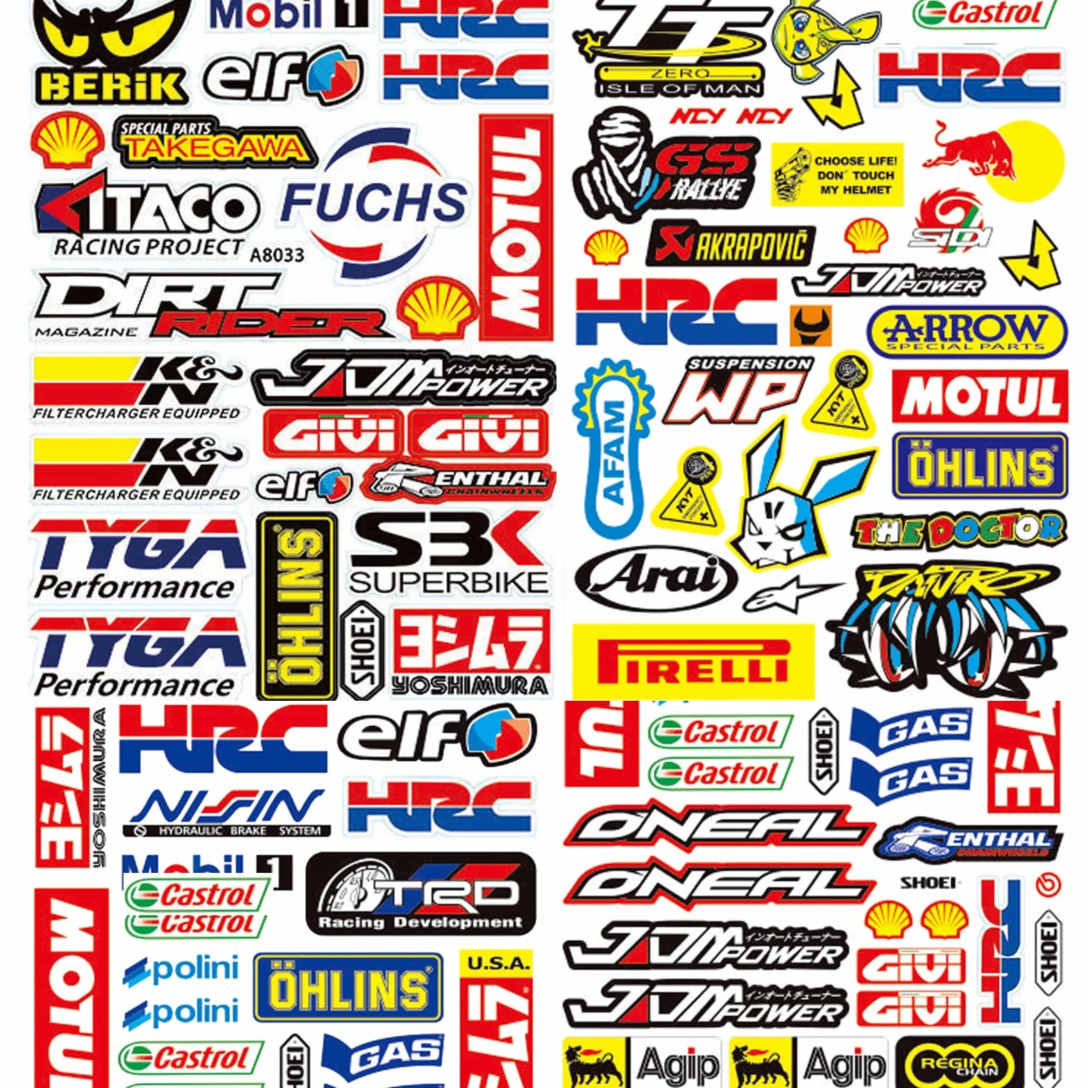 Naklejki na motocykl, 3 zdjęcia, sponsorzy, motocross, sporty motorowe, na kask rowerowy, naklejki winylowe, odpowiednie dla motocykl, deskorolkę, samochód, kask na skuter