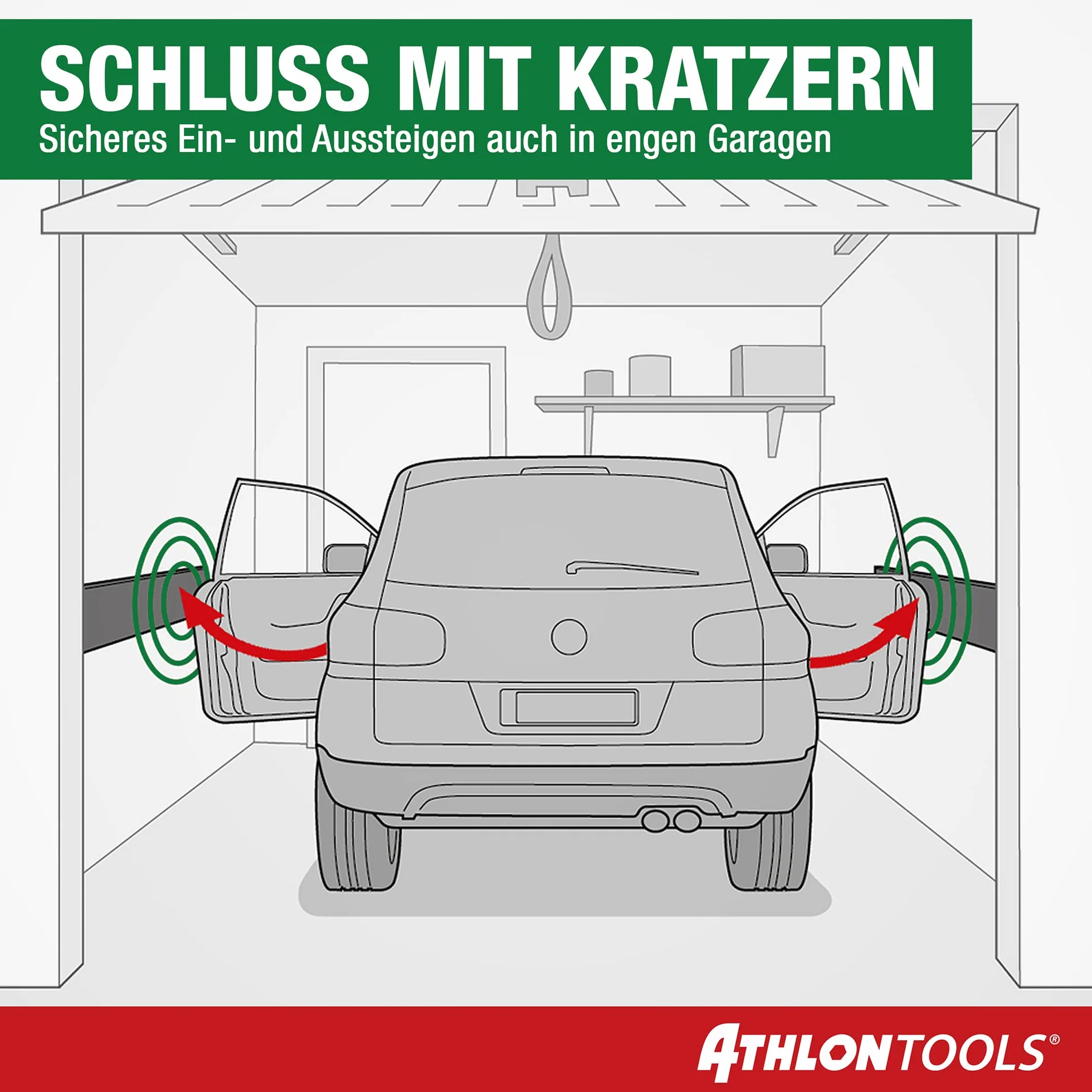 ATHLON TOOLS MaxProtect Premium 4 x samoprzylepna ochrona ściany garażowej, 40 x 20 x 2,0 cm, ochrona przed uderzeniami, ochrona krawędzi drzwi (czarny)