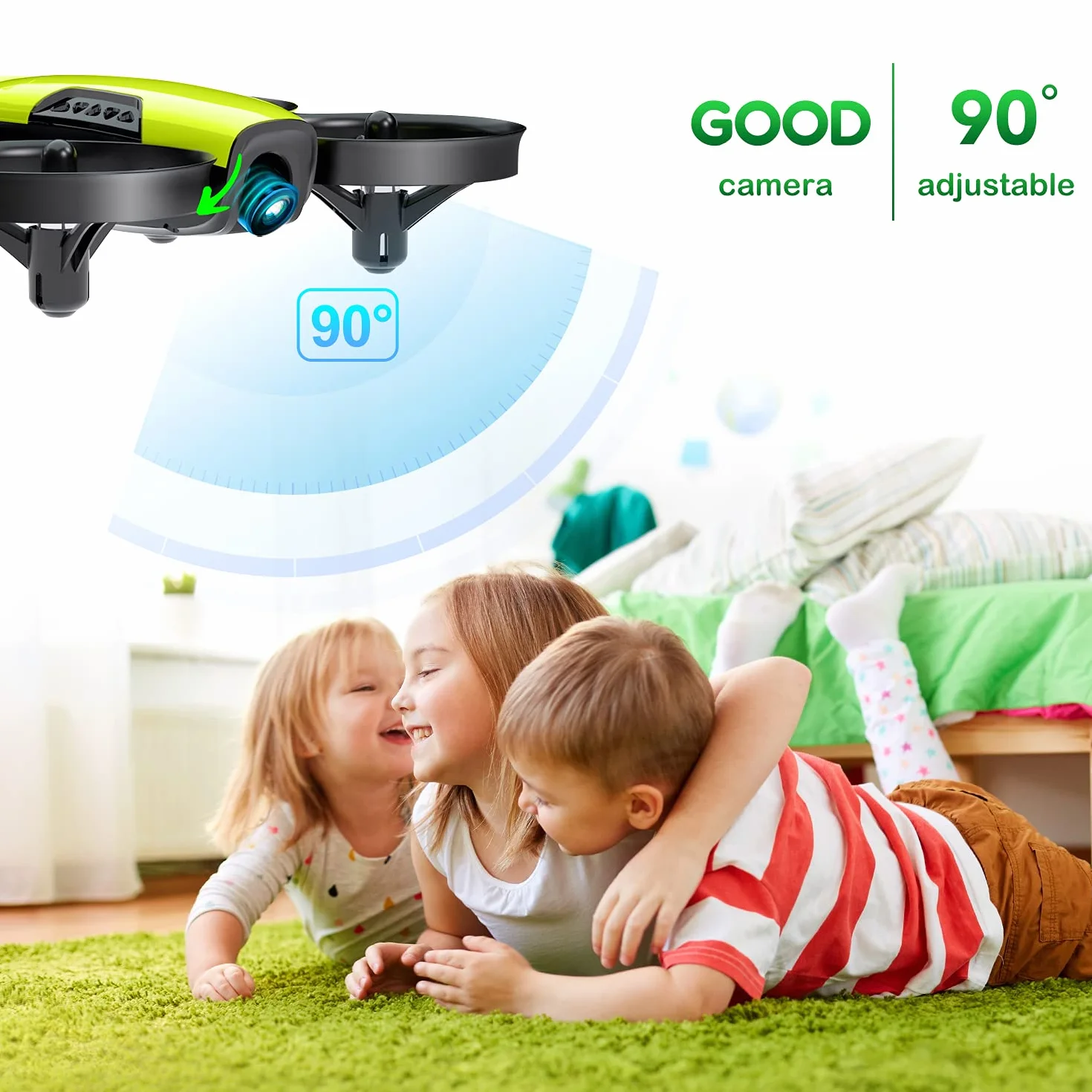 Loolinn | Dron z kamerą jako prezent dla dzieci – mini dron zdalnie sterowany, czas lotu 21 minut (trzy baterie w zestawie)