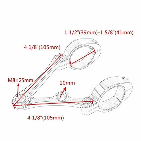 Zacisk mocujący do reflektorów motocyklowych 39 mm - 41 mm CNC średnica rury uniwersalne do / / wszystkiego, czarny