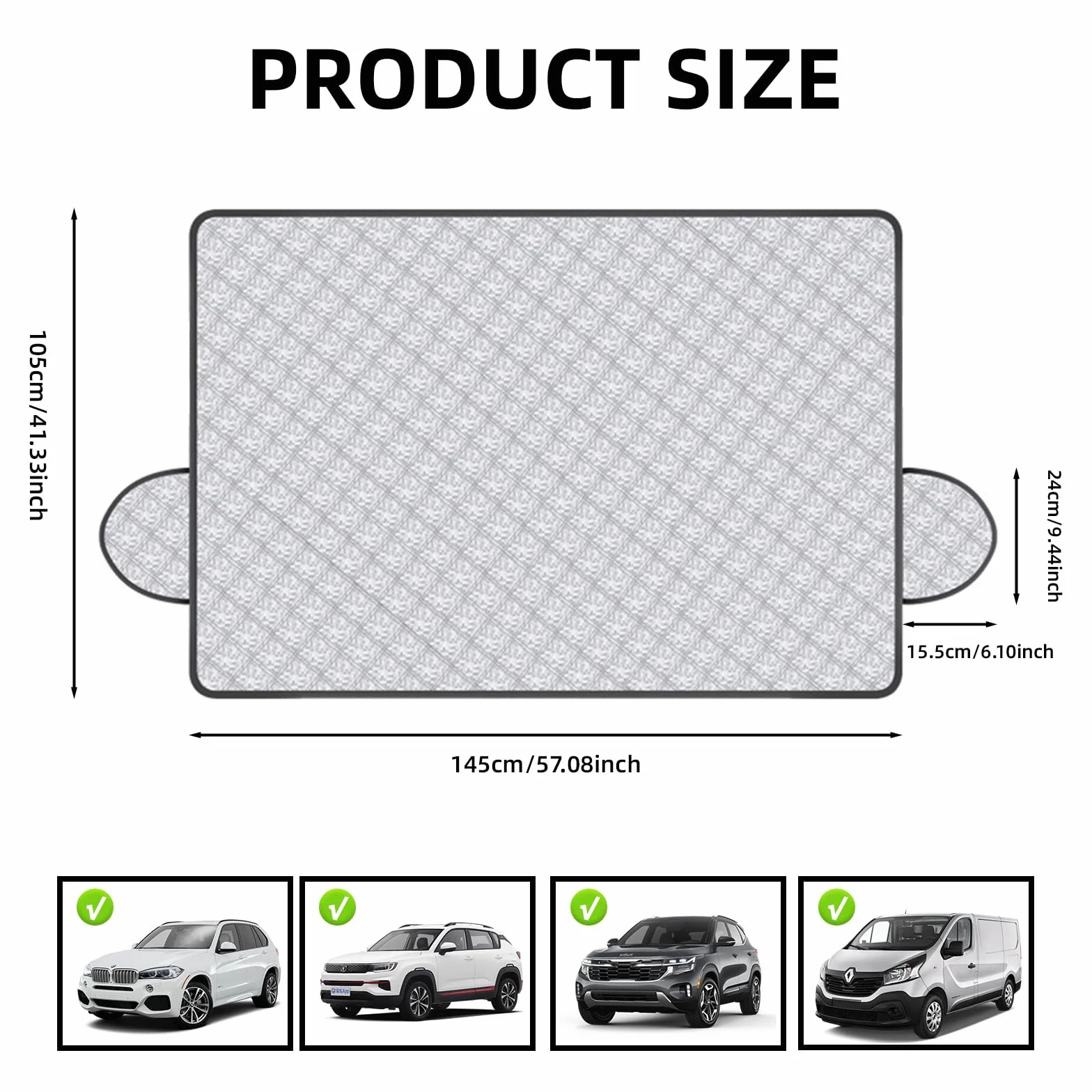 Zimowa osłona na szybę 150×100 cm Gruba chroni przed śniegiem lodem i słońcem Blokuje UV wodę i kurz Składana pasuje do aut osobowych SUV i ciężarówek