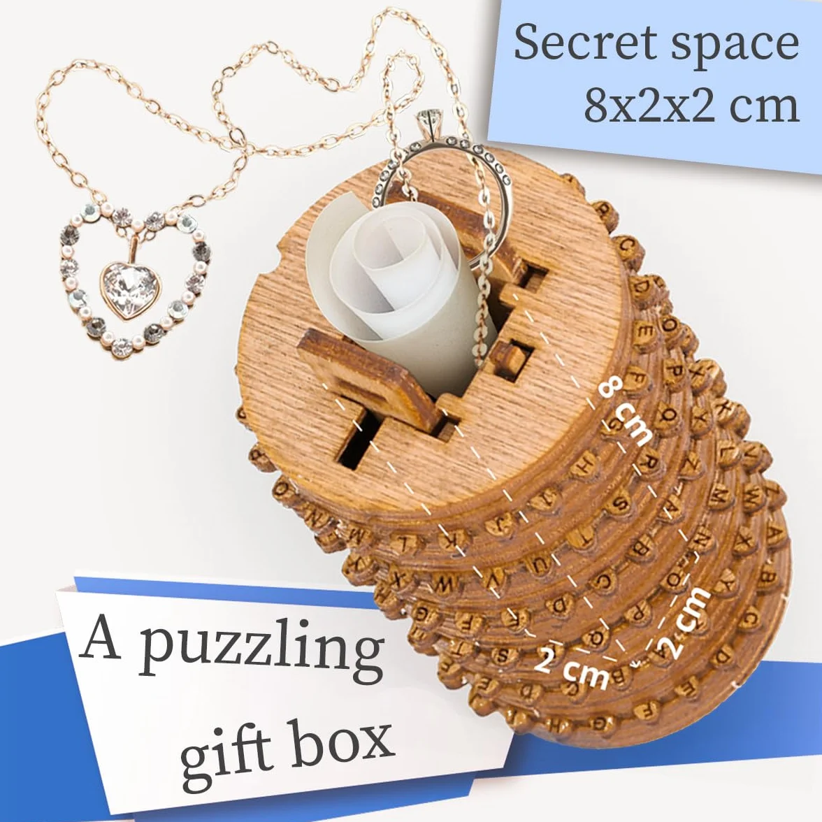 iDventure Kryptos - zestaw do montażu z drewna - puzzle 3D - gra myślenia Cryptex - gra logiczna - gra w cierpliwość - gra logiczna 3D drewniane puzzle opakowanie prezentowe Questbox Walentynki