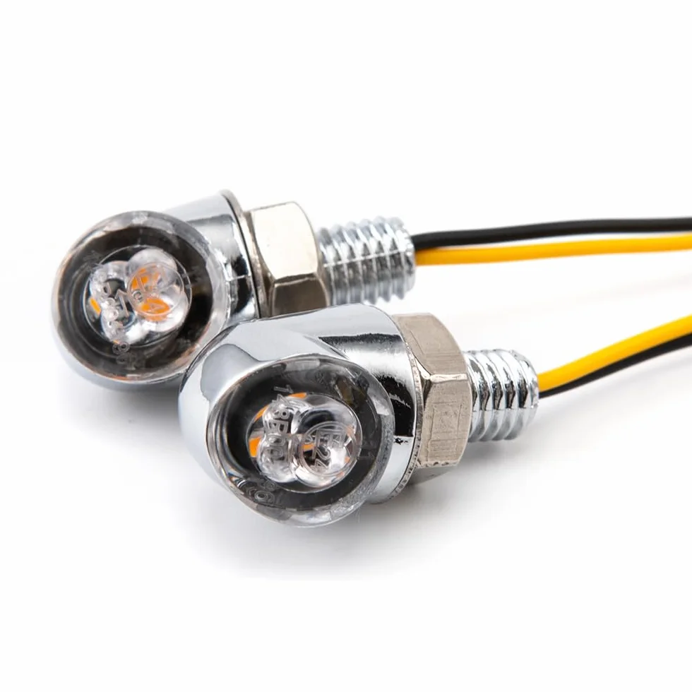 Mini LED Motocykl Kierunkowskazy Światła Boczne Marker 12V 8mm Śruba Srebrny