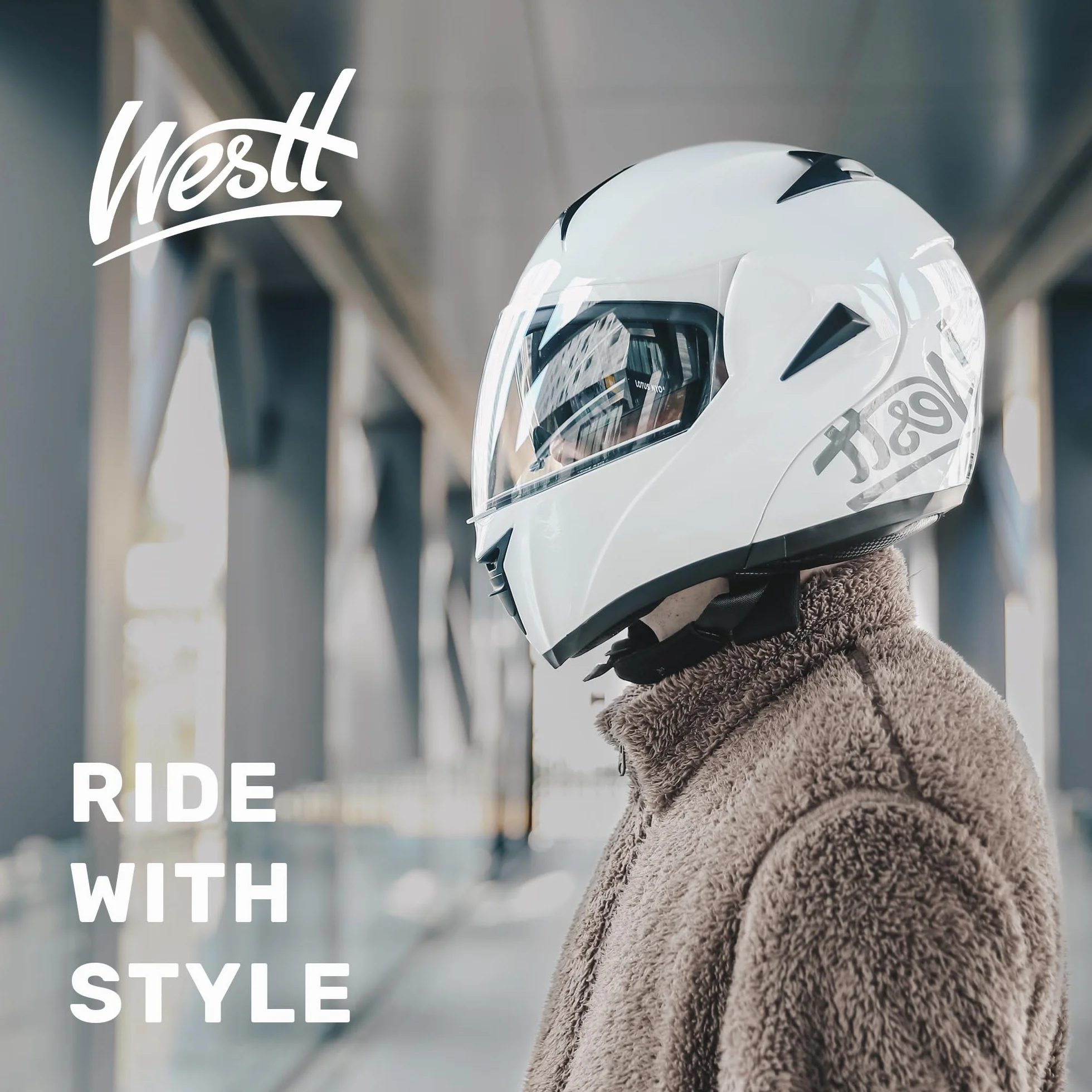 WESTT Torque kask motocyklowy z pełną twarzą I składany kask motocyklowy I odporny na wstrząsy I kask motocyklowy z pełną twarzą dla mężczyzn i kobiet I kask skuterowy I z homologacją ECE