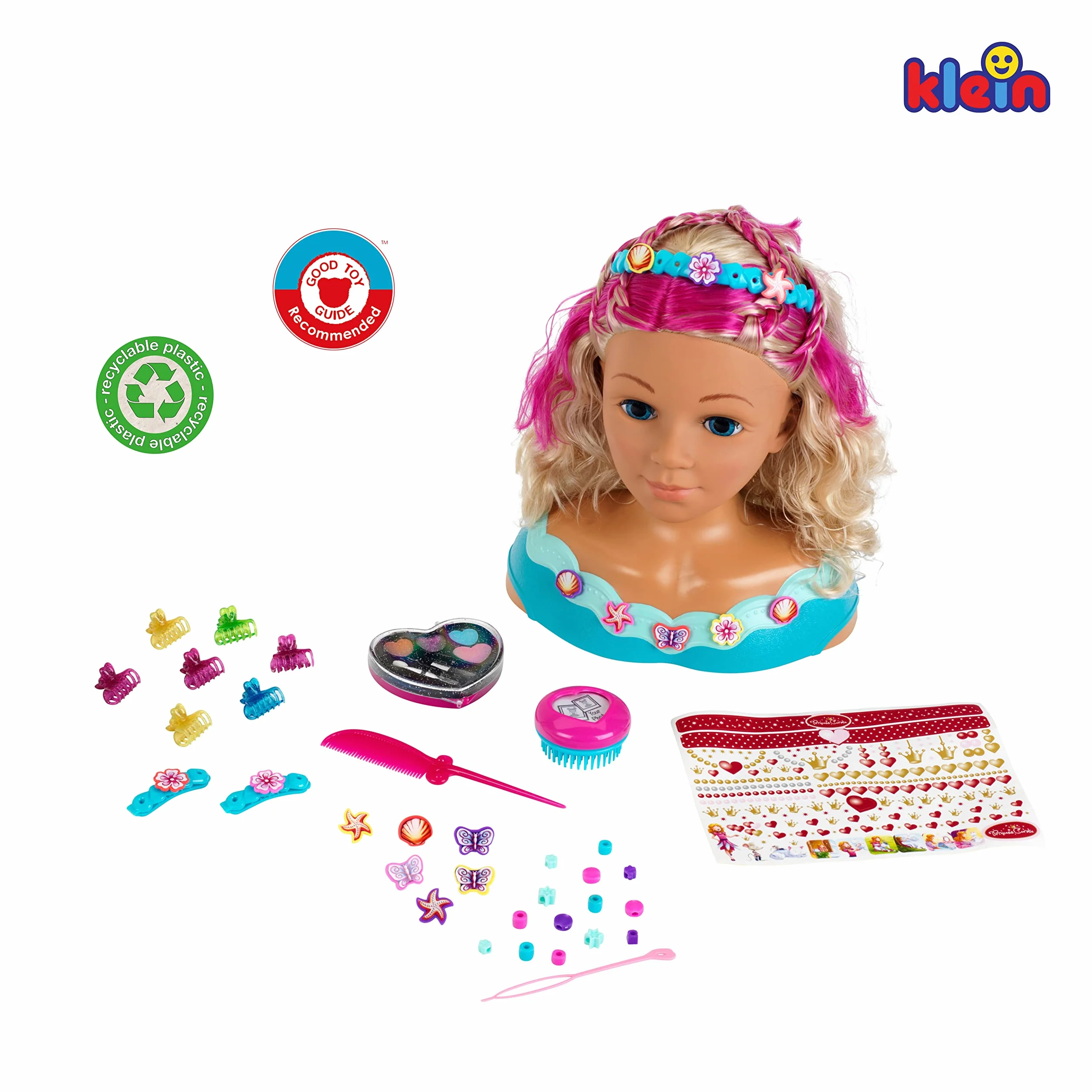 Theo Klein 5398 Princess Coralie make - up and hairdressing head 'Mariella' , With hair Accessories , cosmetics and much more , Toy for Children from 3 Years old