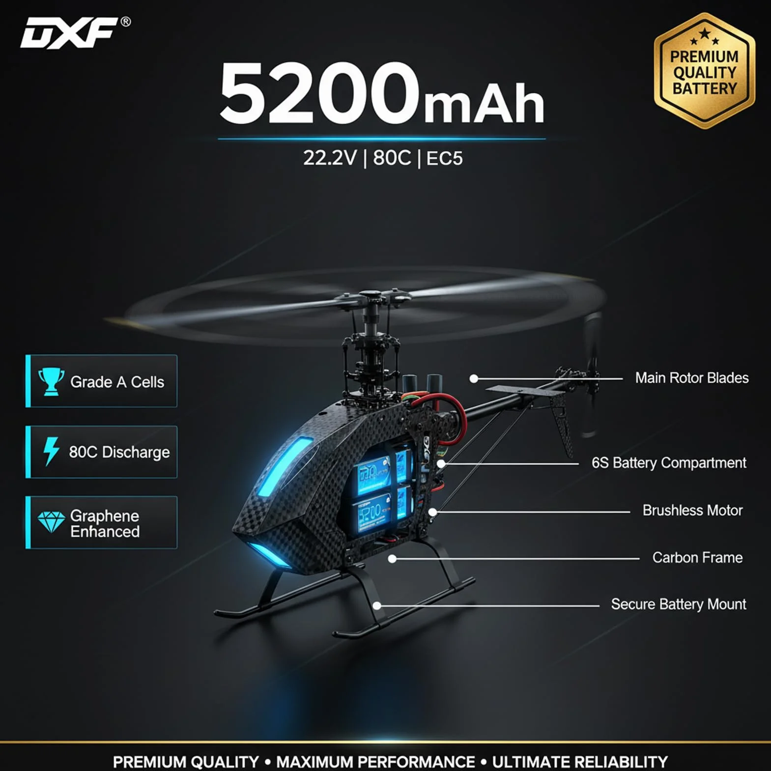 DXF 6S Lipo akumulator 22,2V 80C 5200mAh RC akumulator z wtyczką EC5 do RC Car RC Ciężarówka RC samochód ciężarowy Helicopter RC Hobby