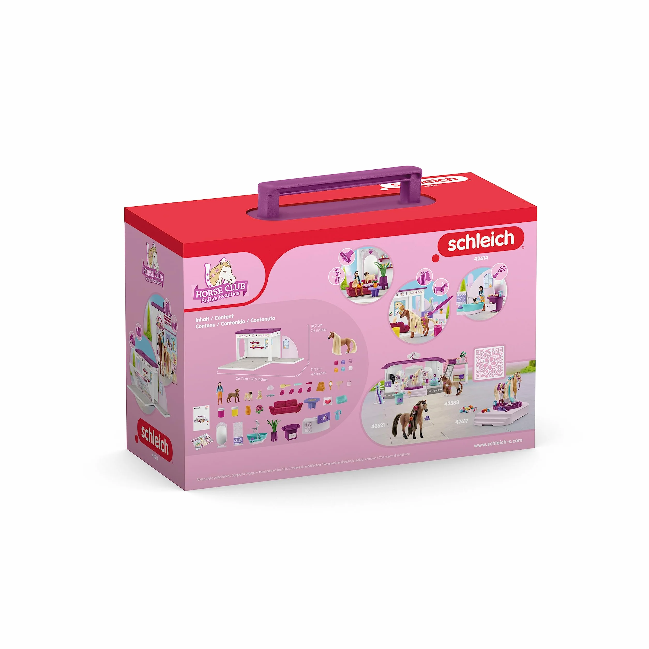 schleich 42614 Salon piękności dla zwierząt, od 4 lat, HORSE CLUB Sofia's Beauties - Zestaw do zabawy, 18 kawałki