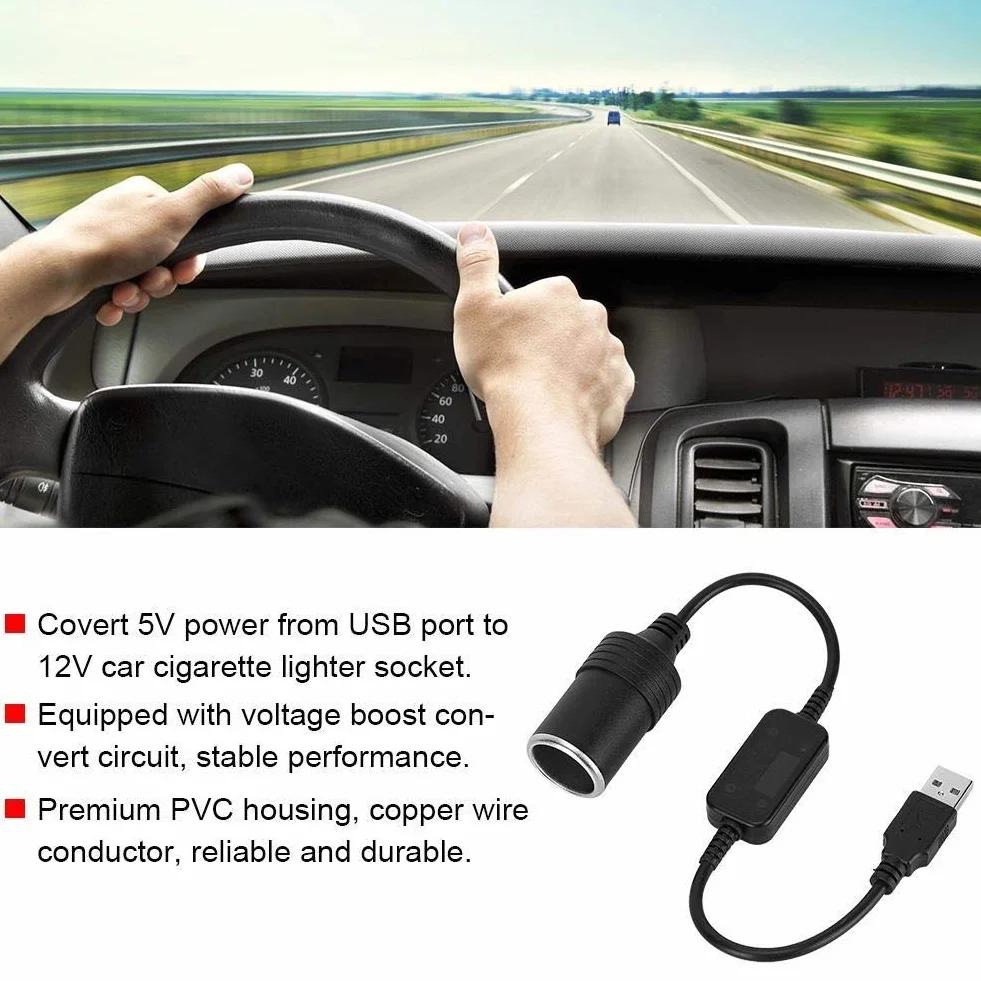NikouAdapter do zapalniczki samochodowej 12 V na USB, konwerter 5 V do 12 V dla samochodu