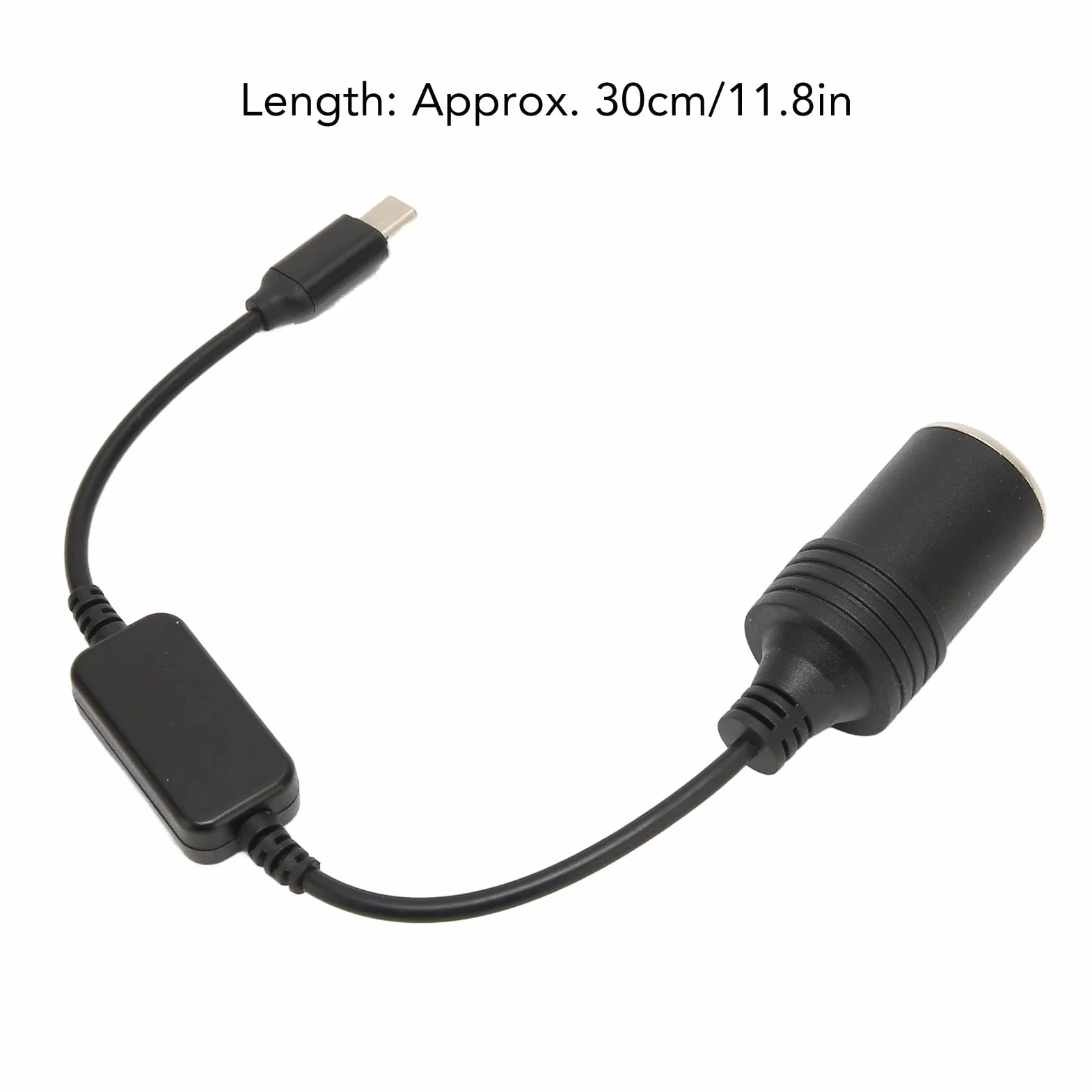 Gniazdo Zapalniczki Samochodowej 5V USB C Męski na 12V żeński Konwerter Zasilacza 11.8in