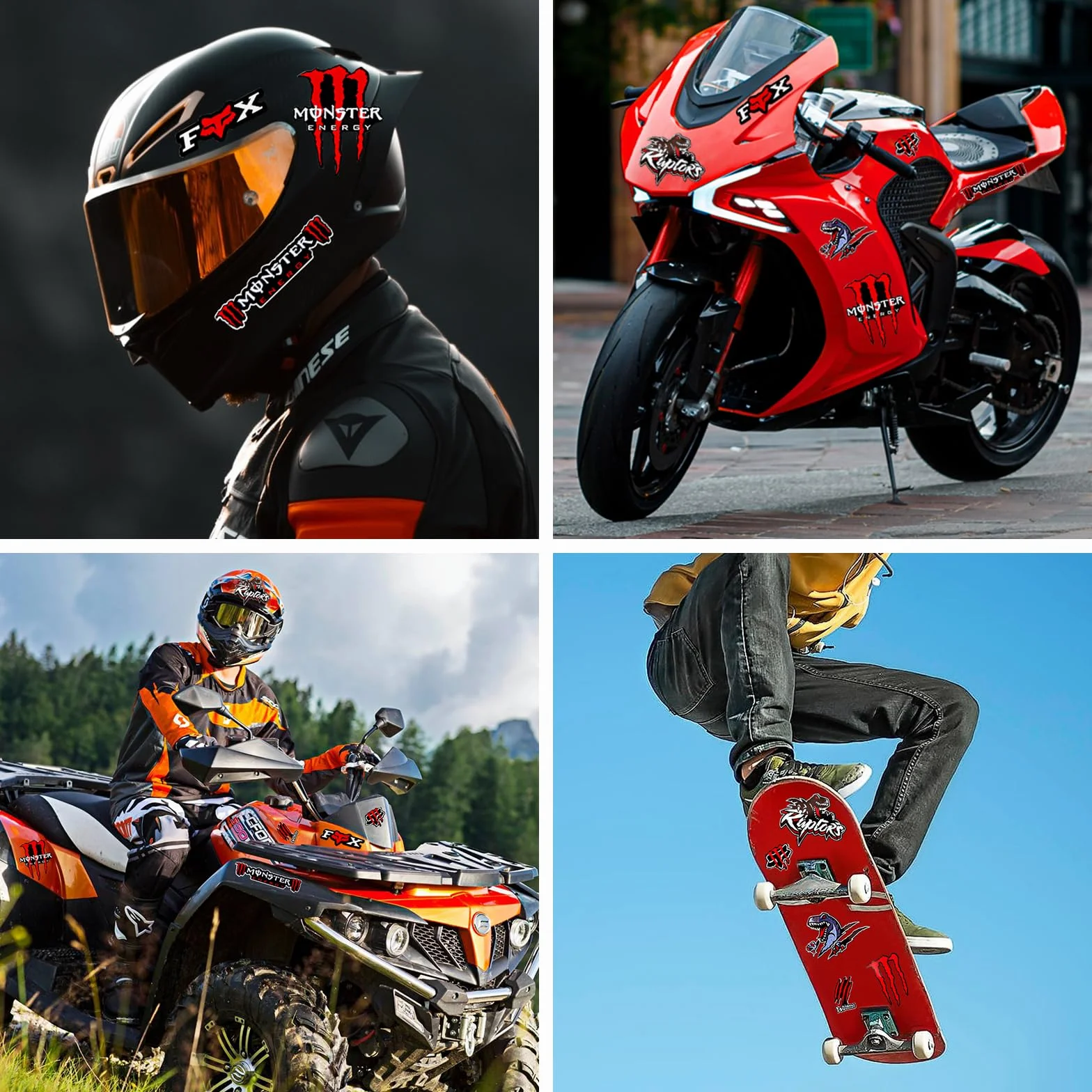 Monster Energy naklejka odblaskowa, wodoszczelna, z motywem potwora. Wysokiej jakości naklejka na motocykl, kask motocyklowy, deskorolkę, samochód i motocykl, kolor czerwony