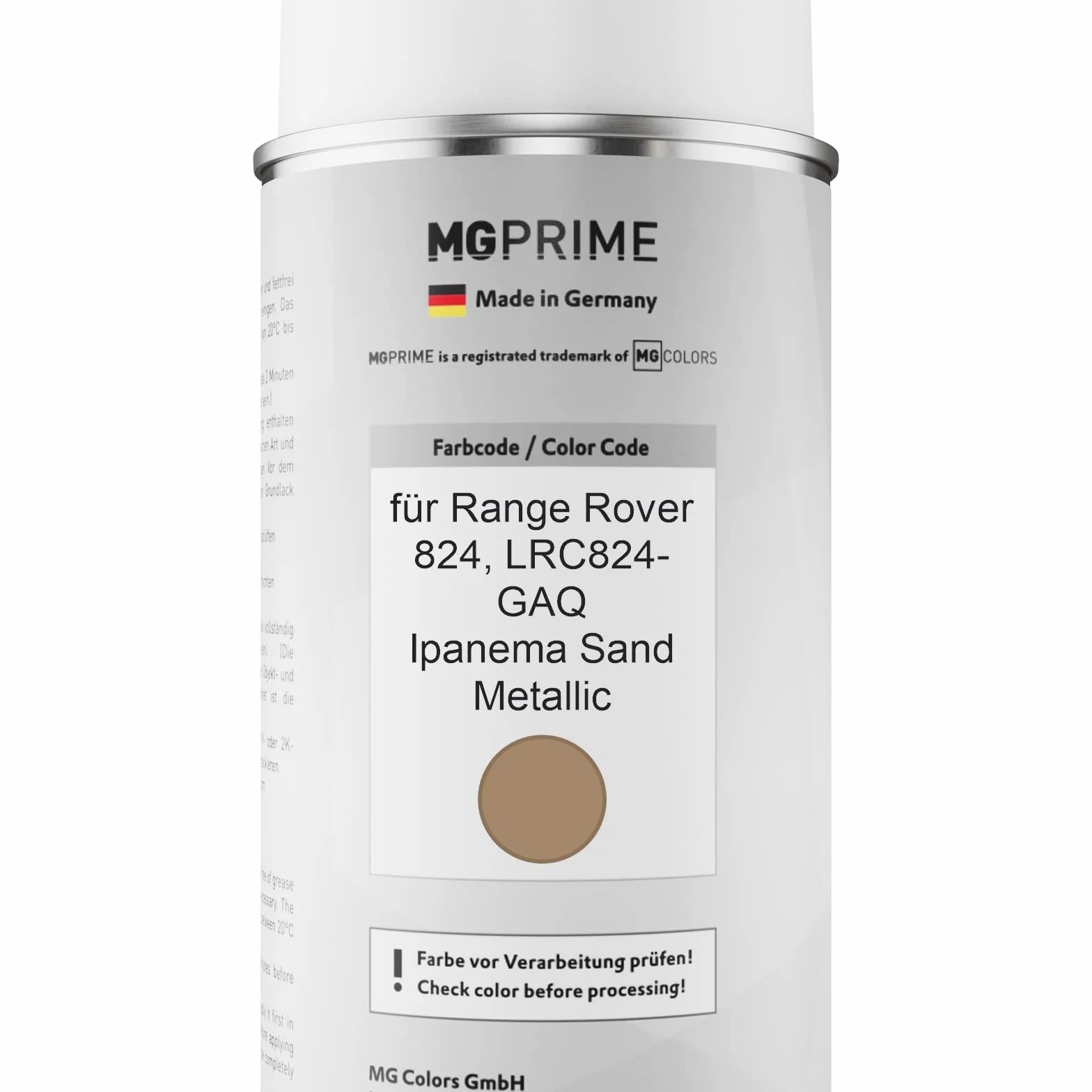 MG PRIME Lakier samochodowy Zestaw puszek z lakierem w sprayu 2K dla Range Rover 824 / LRC824-GAQ Ipanema Sand Metallic Lakier bazowy 2 komponenty Lakier bezbarwny w sprayu