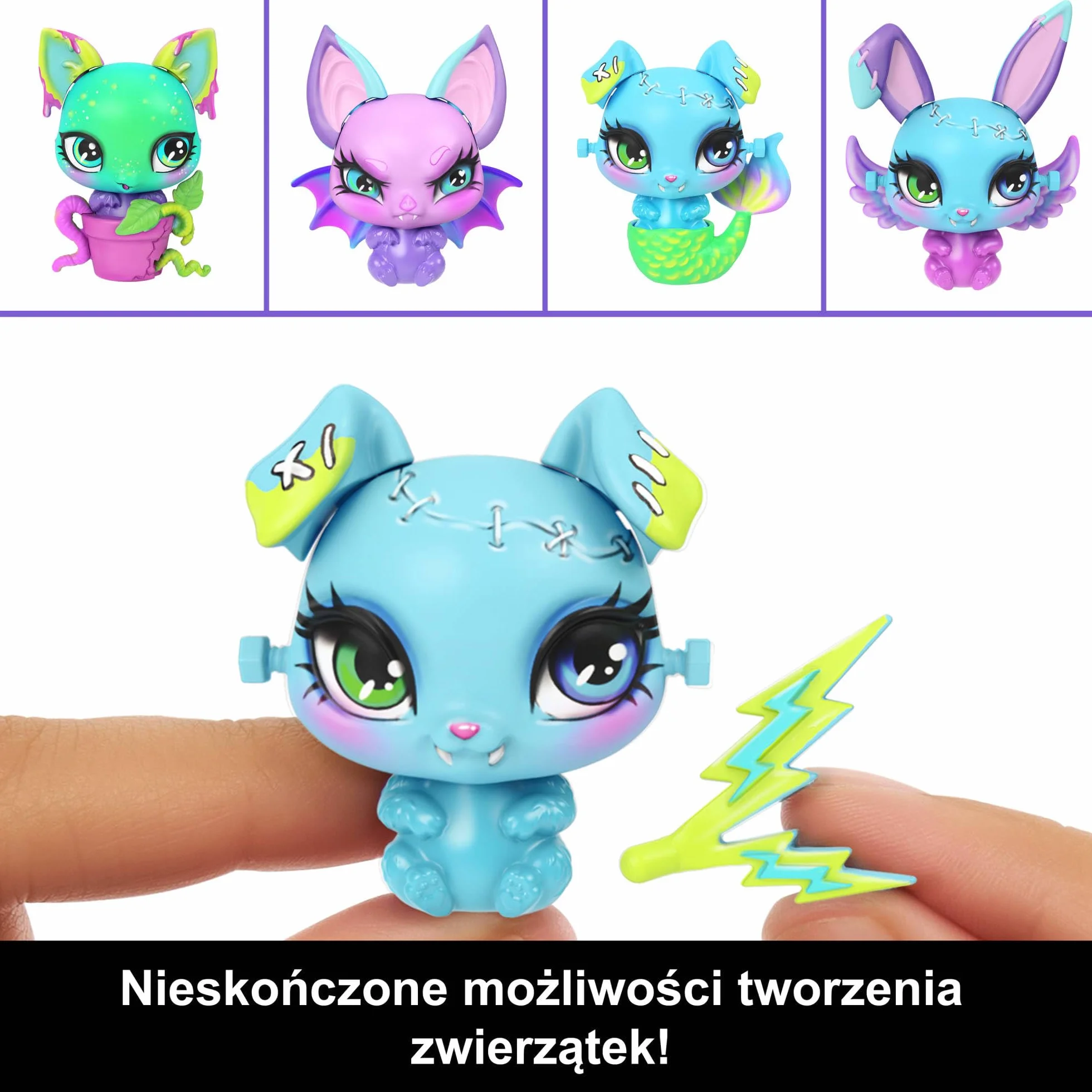 Monster High Make-A-Monster Stwórz pupila Zestaw do zabawy: lalka Frankie Stein i ponad 30 akcesoriów do tworzenia niezliczonych kombinacji zwierzątek, zabawka dla dzieci, JBF18