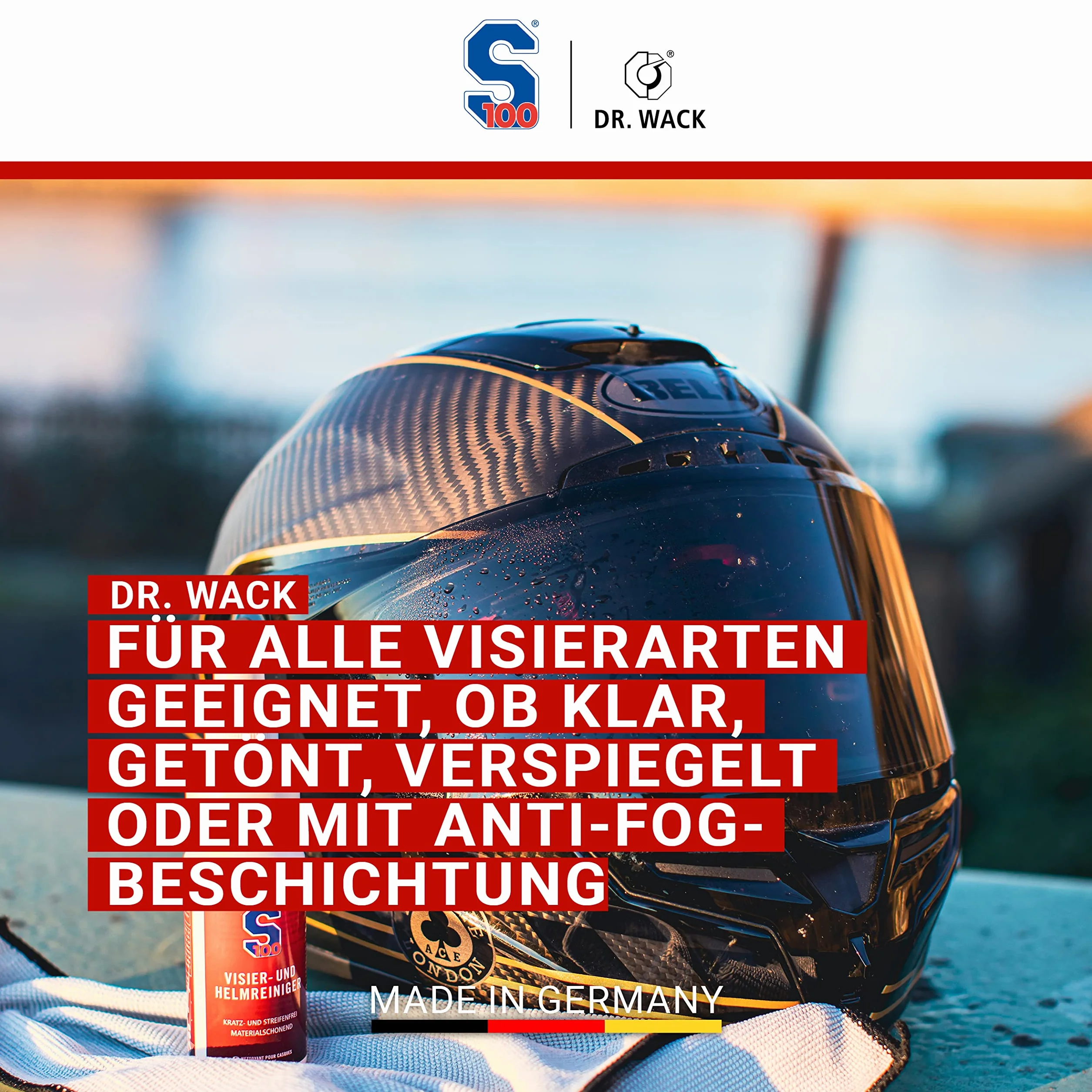 Dr. Wack S100 środek do czyszczenia wizjera i kasku 100 ml z mikrofibry