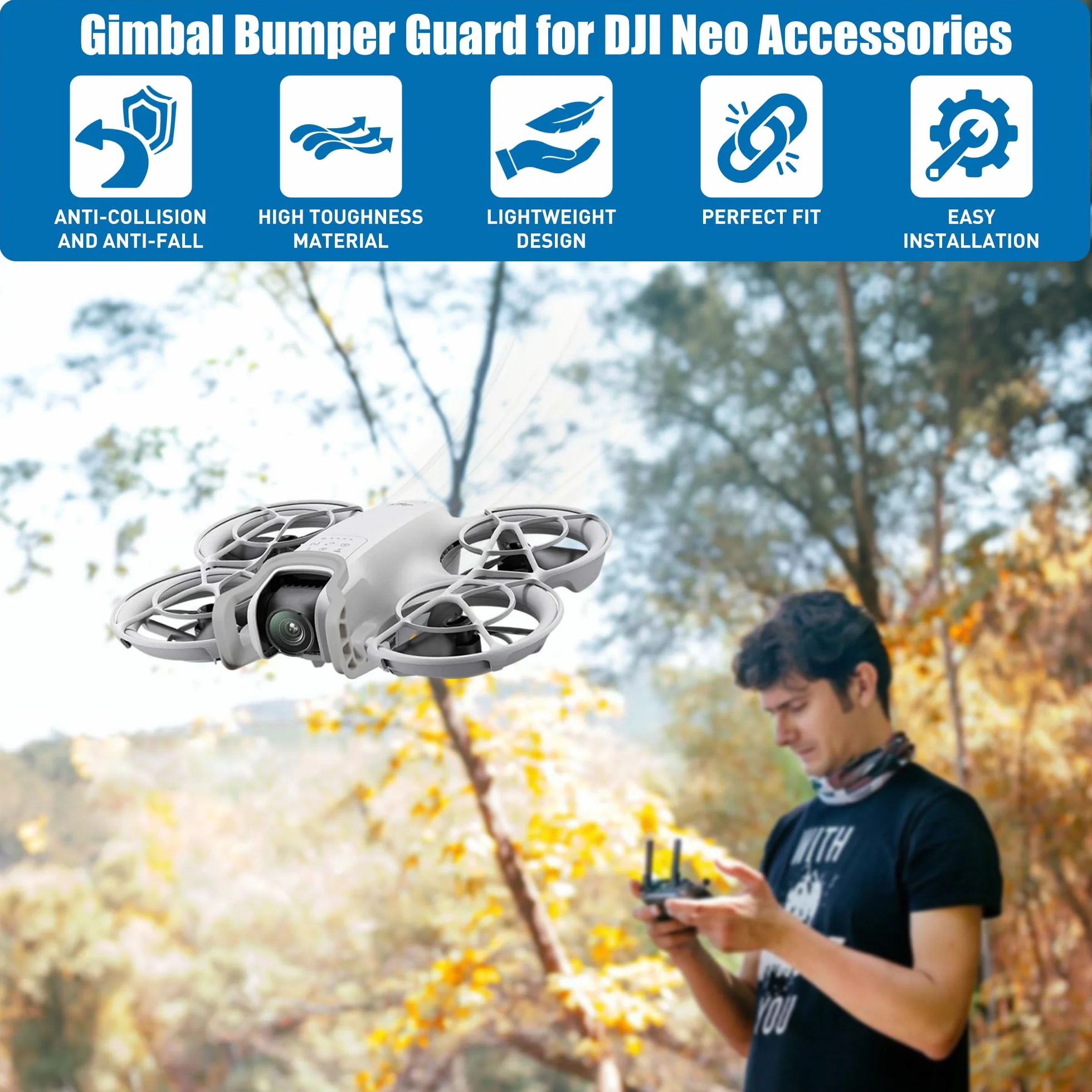 Gimbal Bumper Guard do DJI Neo, akcesoria, ochrona przed kolizją, zderzak, listwa ochronna do drona DJI Neo Fly Combo, akcesoria (szary)