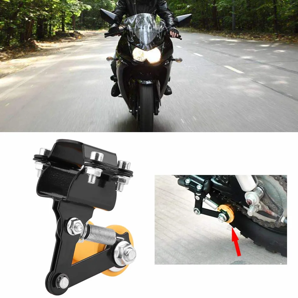 Napinacz łańcucha, regulacja, napinacz łańcucha, śruba na skuter, motocykl, regulacja łańcucha, łatwy w obsłudze, regulacja odporności na ścieranie łańcucha do mini roweru (regulator łańcucha/czarny)