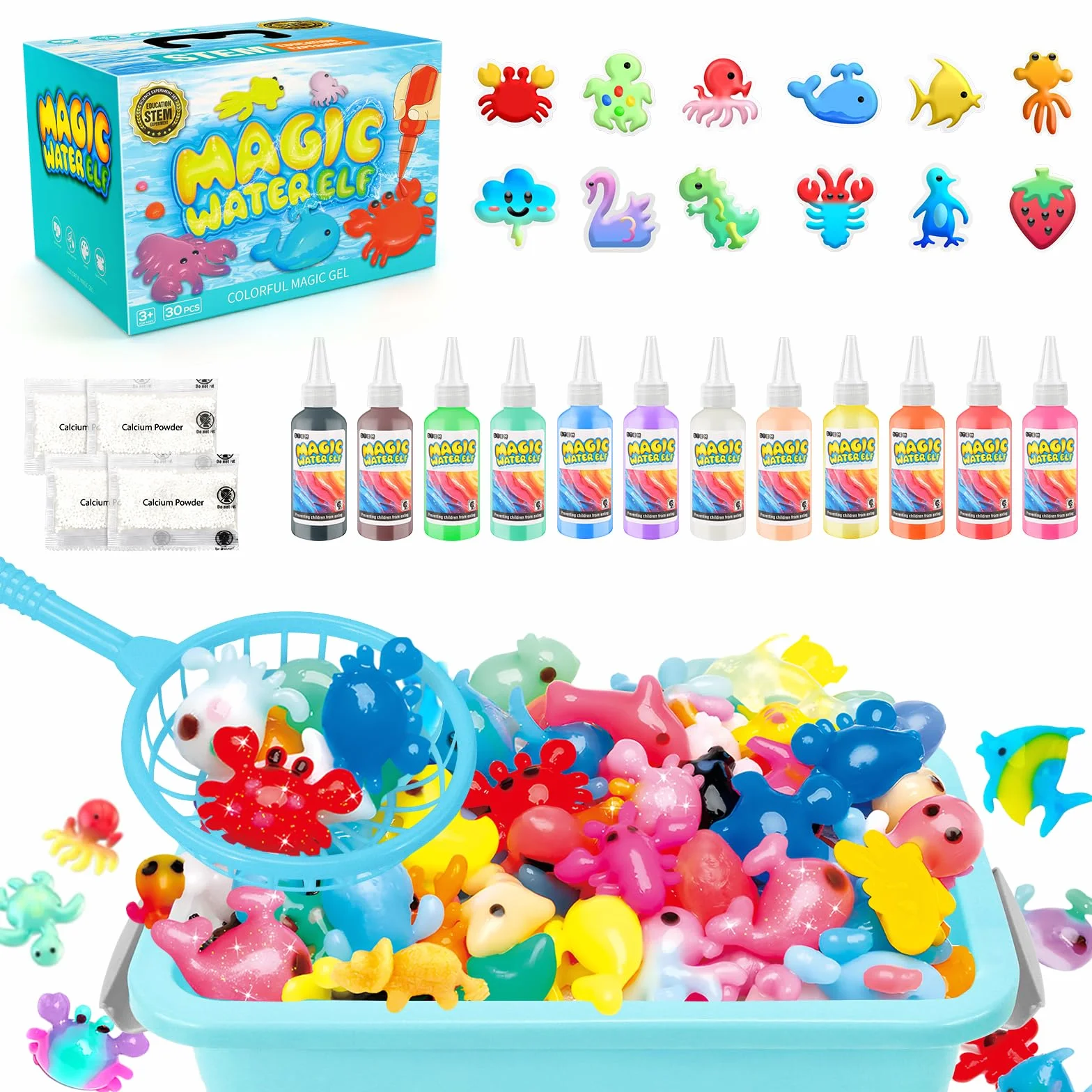 MOMSIV Zestaw magicznego żelu wodnego w 12 kolorach, magiczny elf wodny, zestaw dla dzieci z 12 formami, wróżka, DIY, sztuka i rękodzieło, zabawka dla chłopców i dziewcząt w wieku 5, 6, 7, 8 lat