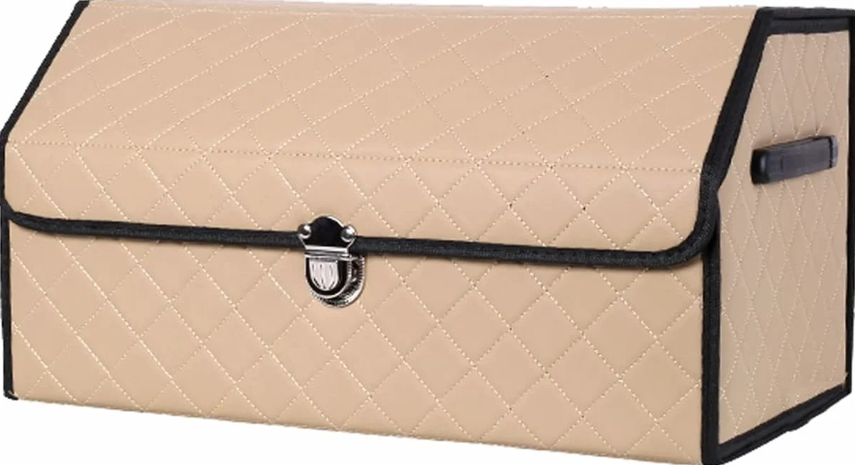 Organizator bagażnika samochodowego, akcesoria samochodowe Schowek w bagażniku Schowek w bagażniku samochodu Składany wodoodporny, akcesoria do przechowywania w podróży (Color : Beige, Size : S)