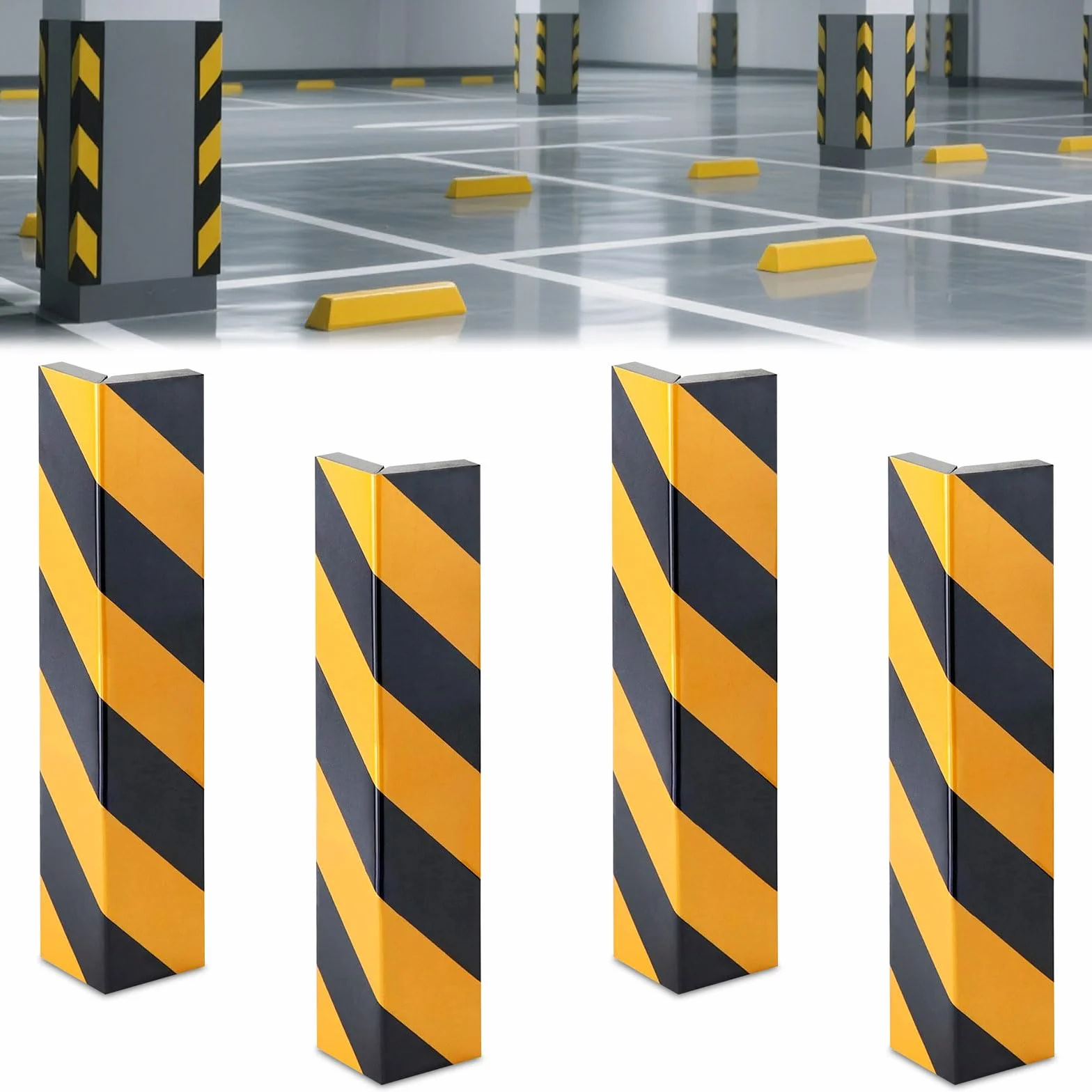Osłony krawędzi garażu 40x10x1,5 cm samoprzylepne czarno-żółte ochrona drzwi ściany