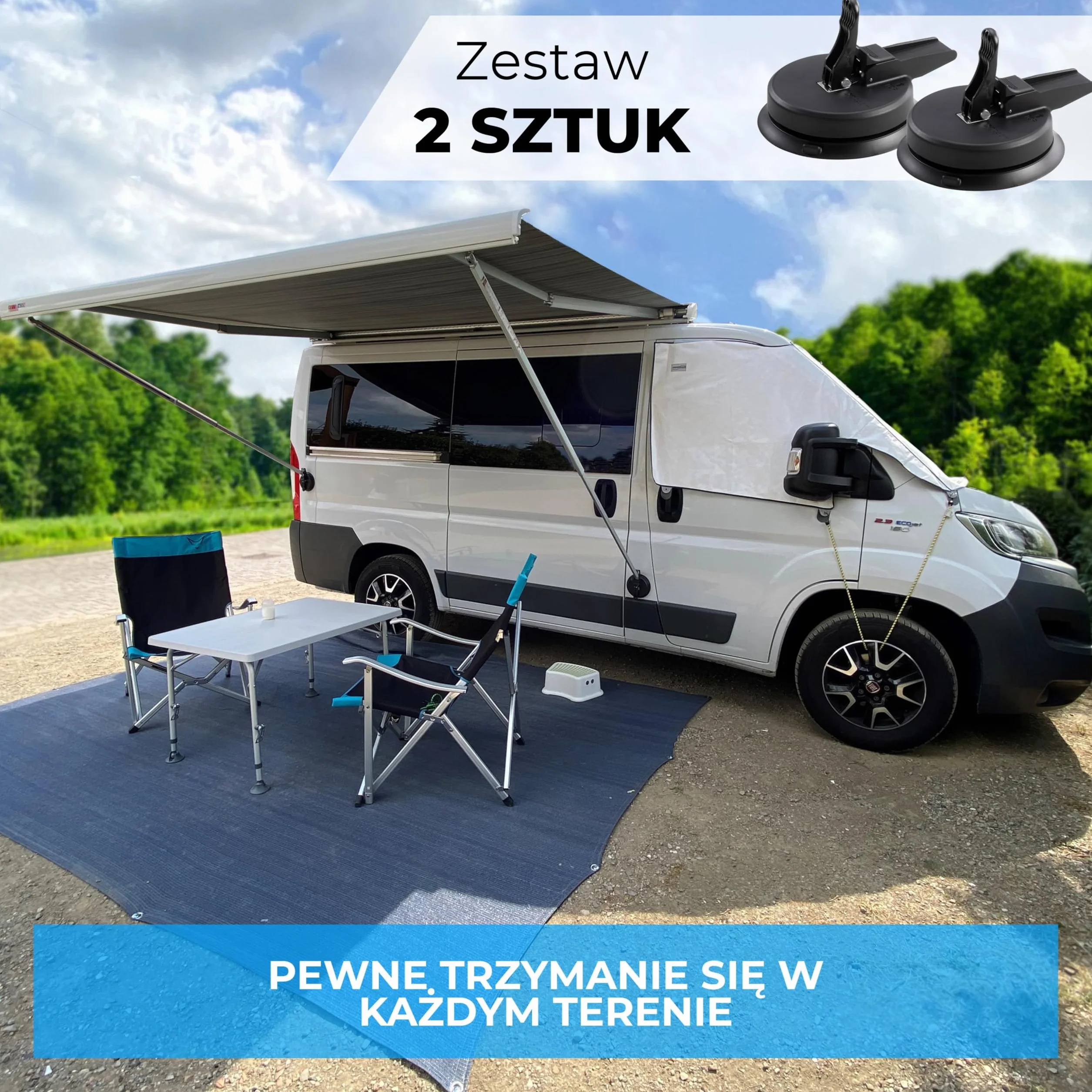 GRAFT Uchwyt do markizy (2 sztuki) | Uchwyt do stopy markizy | Uchwyt do stopy markizy do kampera, kempingu, przyczepy kempingowej | Do stopy markizy THULE, FIAMMA i DOMETIC | Akcesoria do markiz