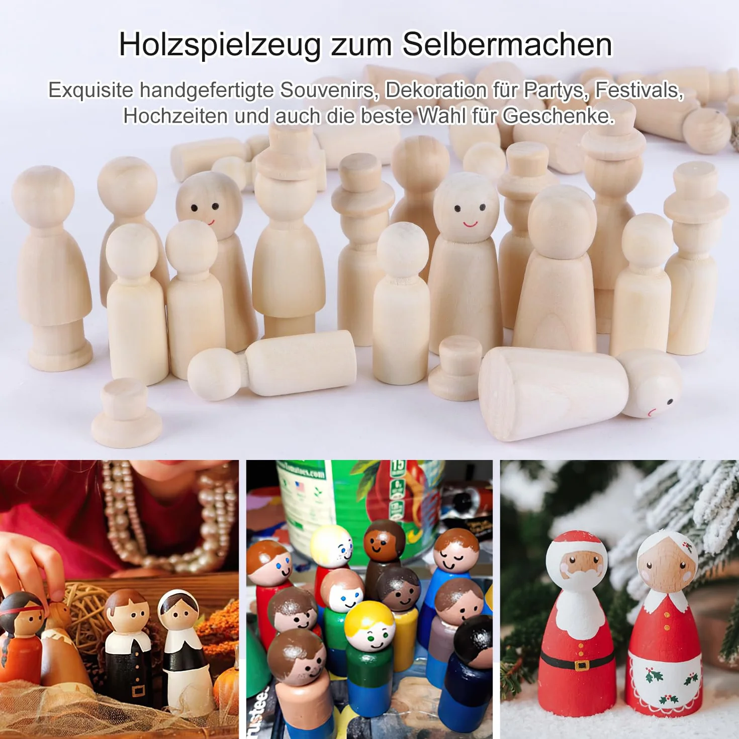 ENUTROF Peg Doll Drewniane Figury Malowane Drewniane Figurki 50 szt. Kolorowanki Lalki do DIY Artystyczne i Malowane Dekoracje Życie Ślub Urodziny