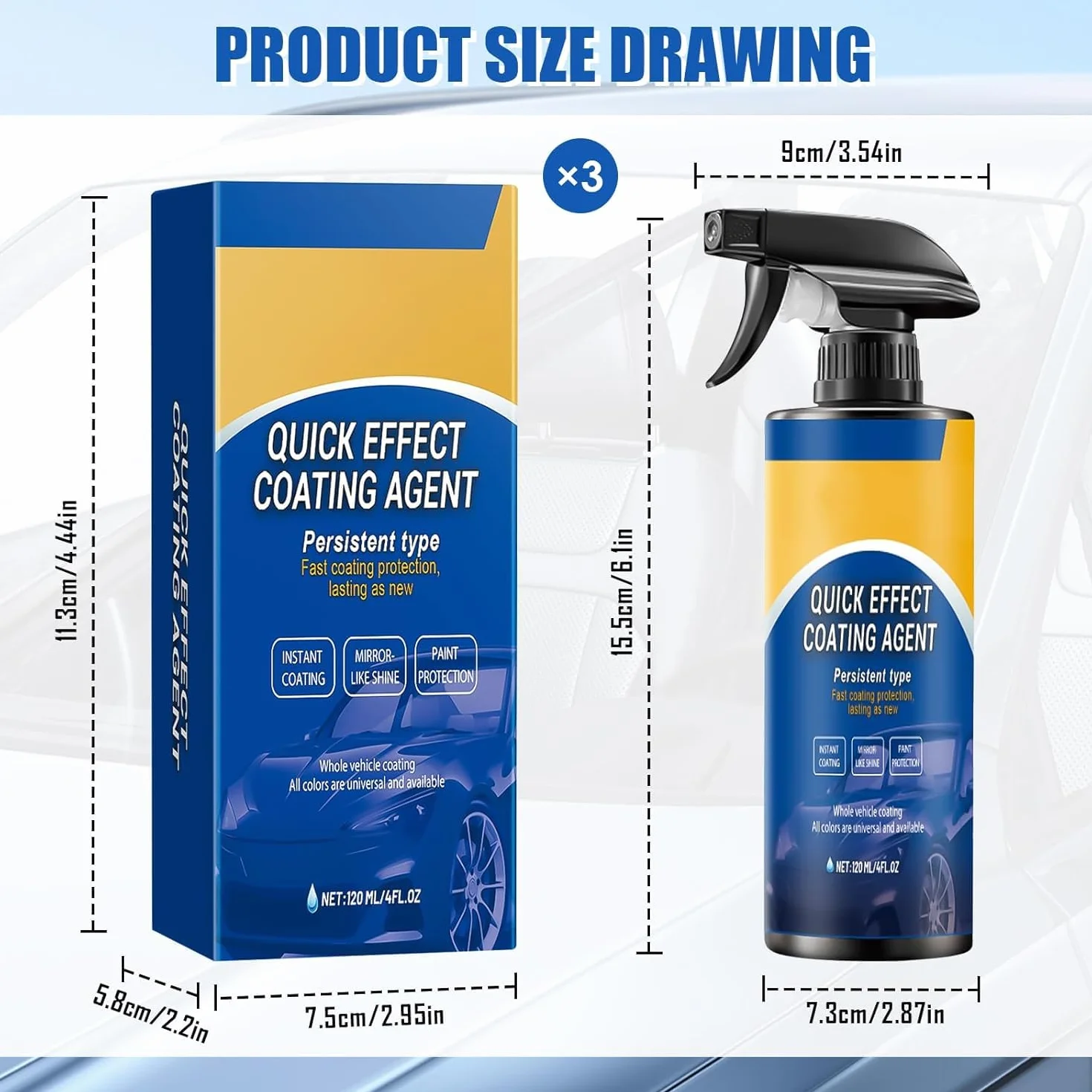 Sopami Quick Effect środek powlekający do szybkiego odnawiania powłok, spray do lakieru samochodowego Nuracoat Nano