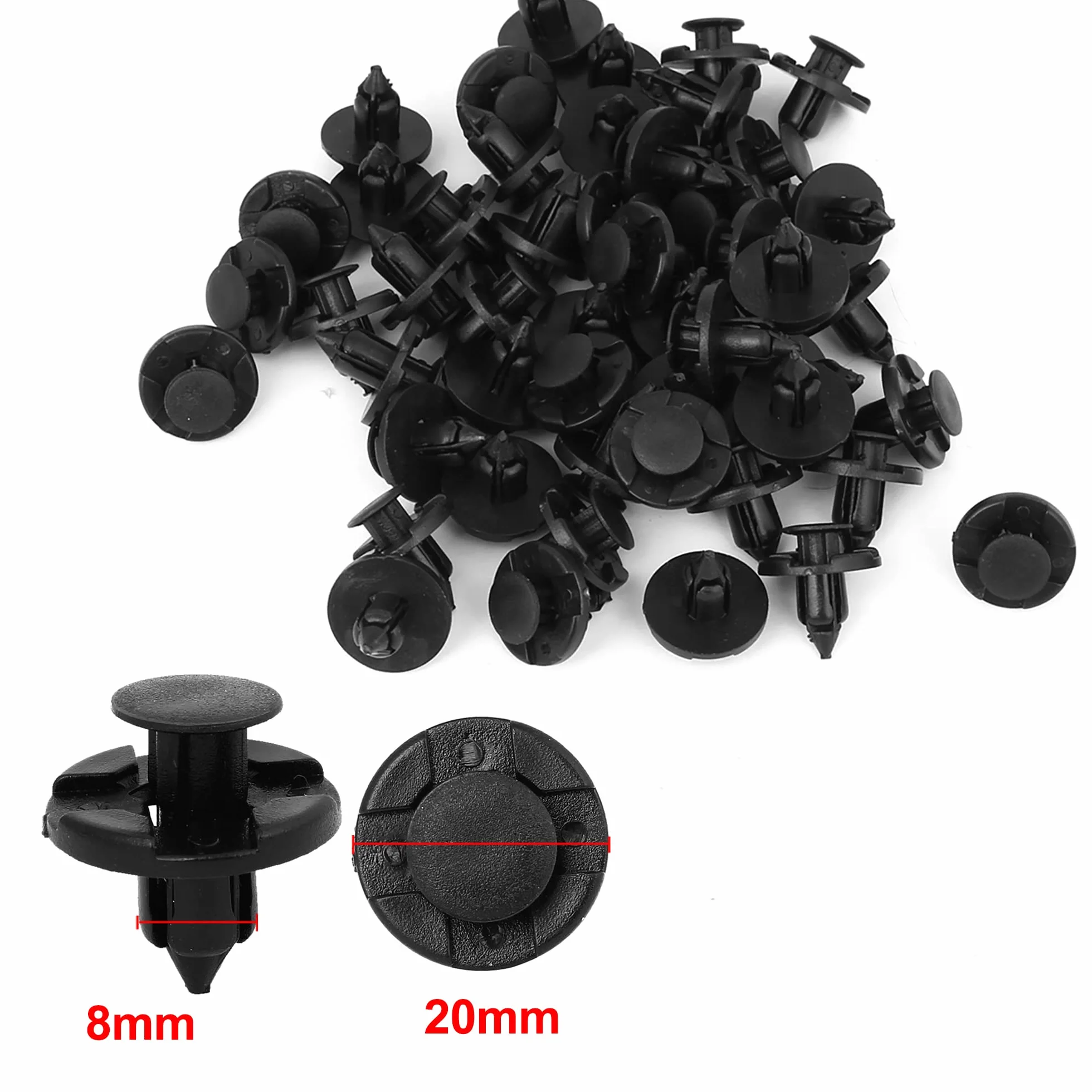 Sourcingmap plastikowe nity klipsy mocujące 50 x 8 mm czarne do błotnika