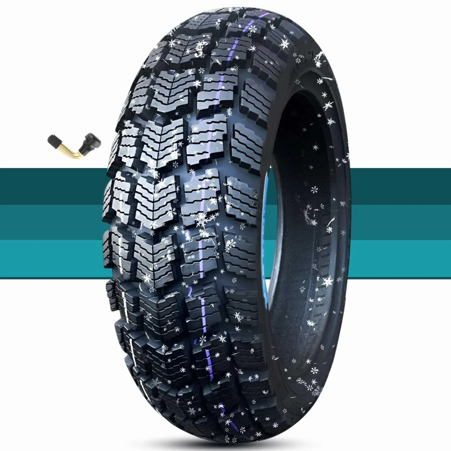 130/70-12 Opona Motocyklowa Zimowa Tubeless 8PR, 130/70/12 Opona Śniegowa Antypoślizgowa, 130 70 12 Trwała Opona TL 12 Cali do Skutera Przednie Tylne Koło 64J(1pc)