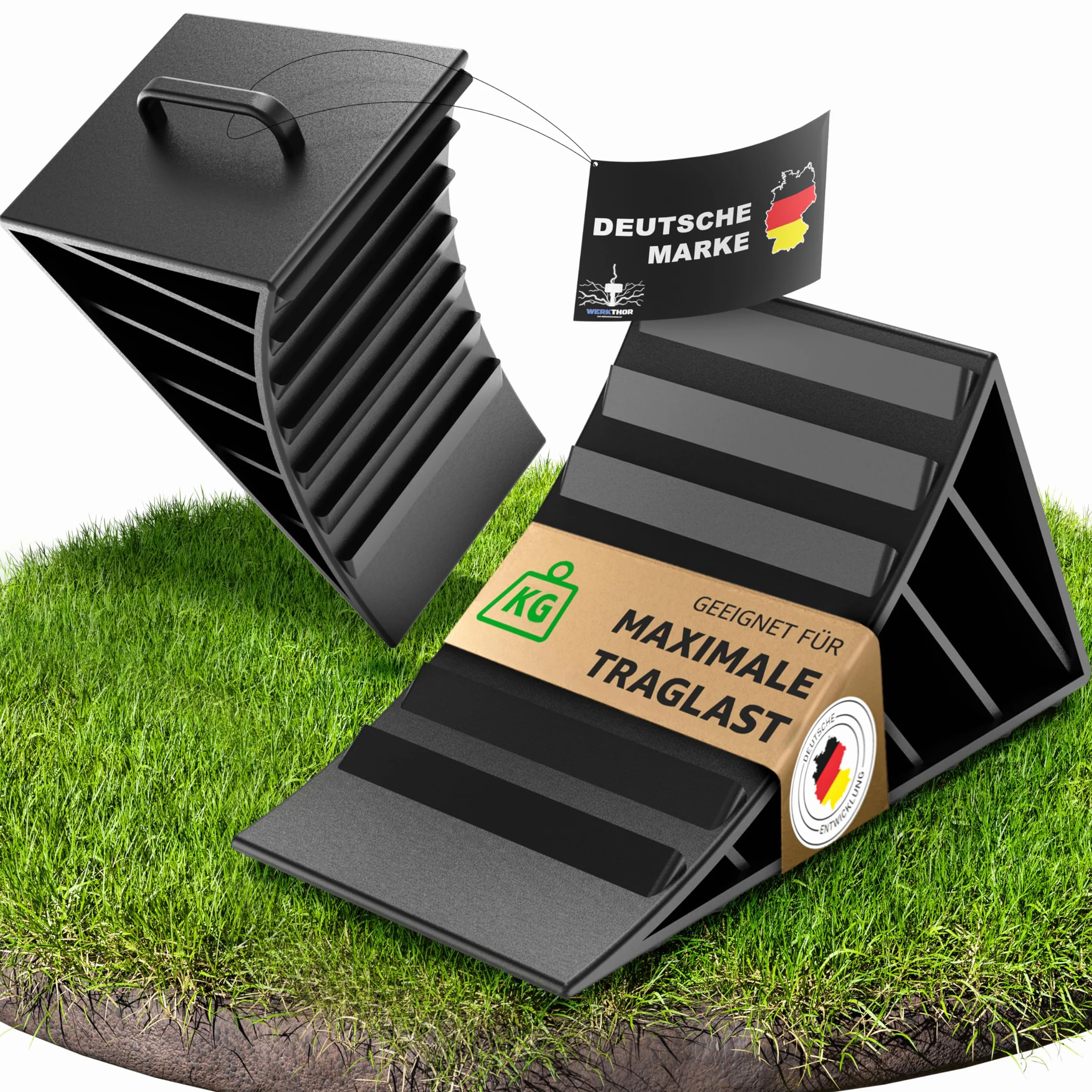 Kliny WERKTHOR ze Wspornikiem [Zestaw 2] i Elementami Mocującymi - Kliny do Przyczep o Nacisku na oś do 1600 kg - Akcesoria do Przyczep Samochodowych