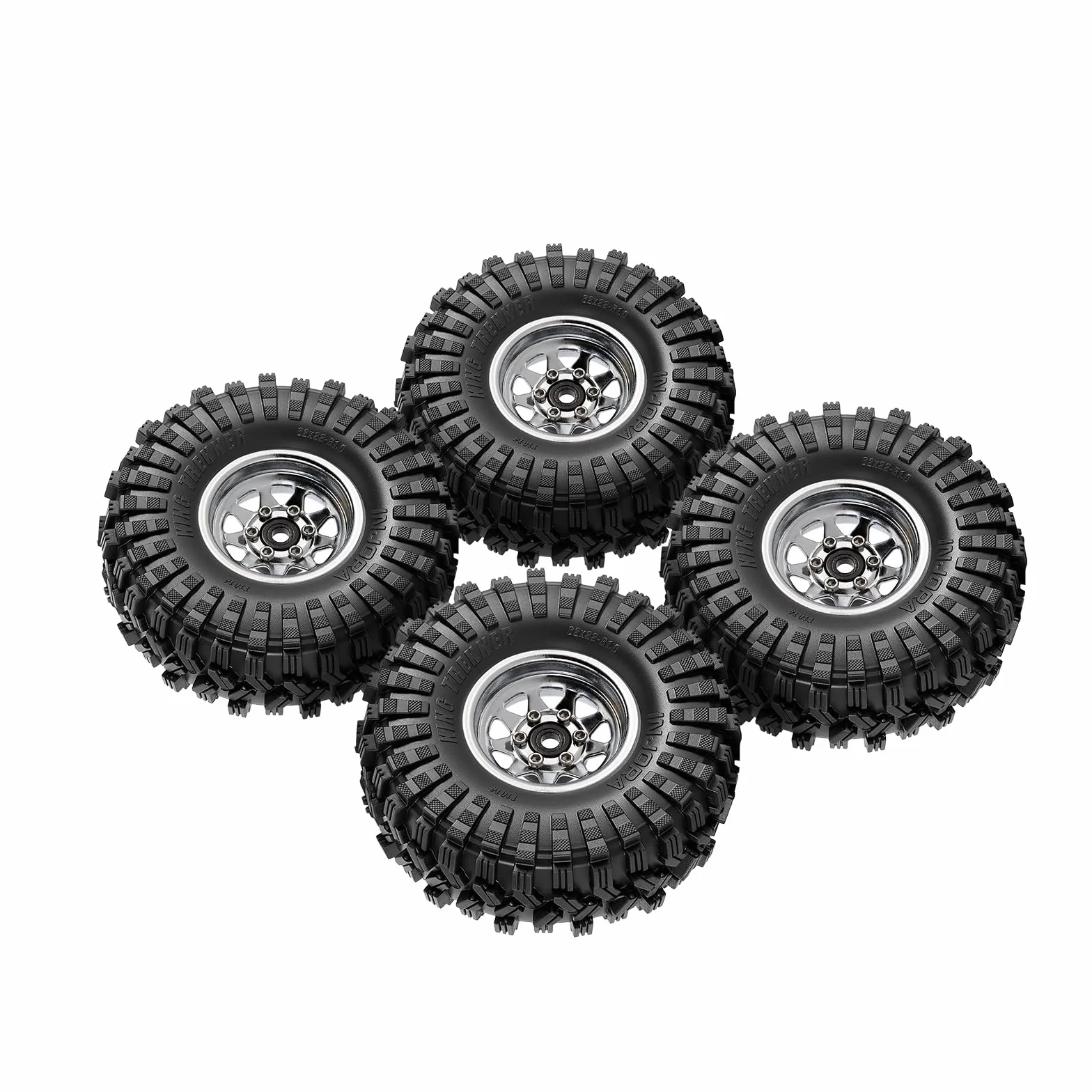 INJORA Opona Beadlock 1,0" Beadlock Sat -3,78 mm offset do 1/18 1/24 RC Crawler Auto Axial SCX24 FMS FCX24 TRX4M, srebrna (W1004-T1014)