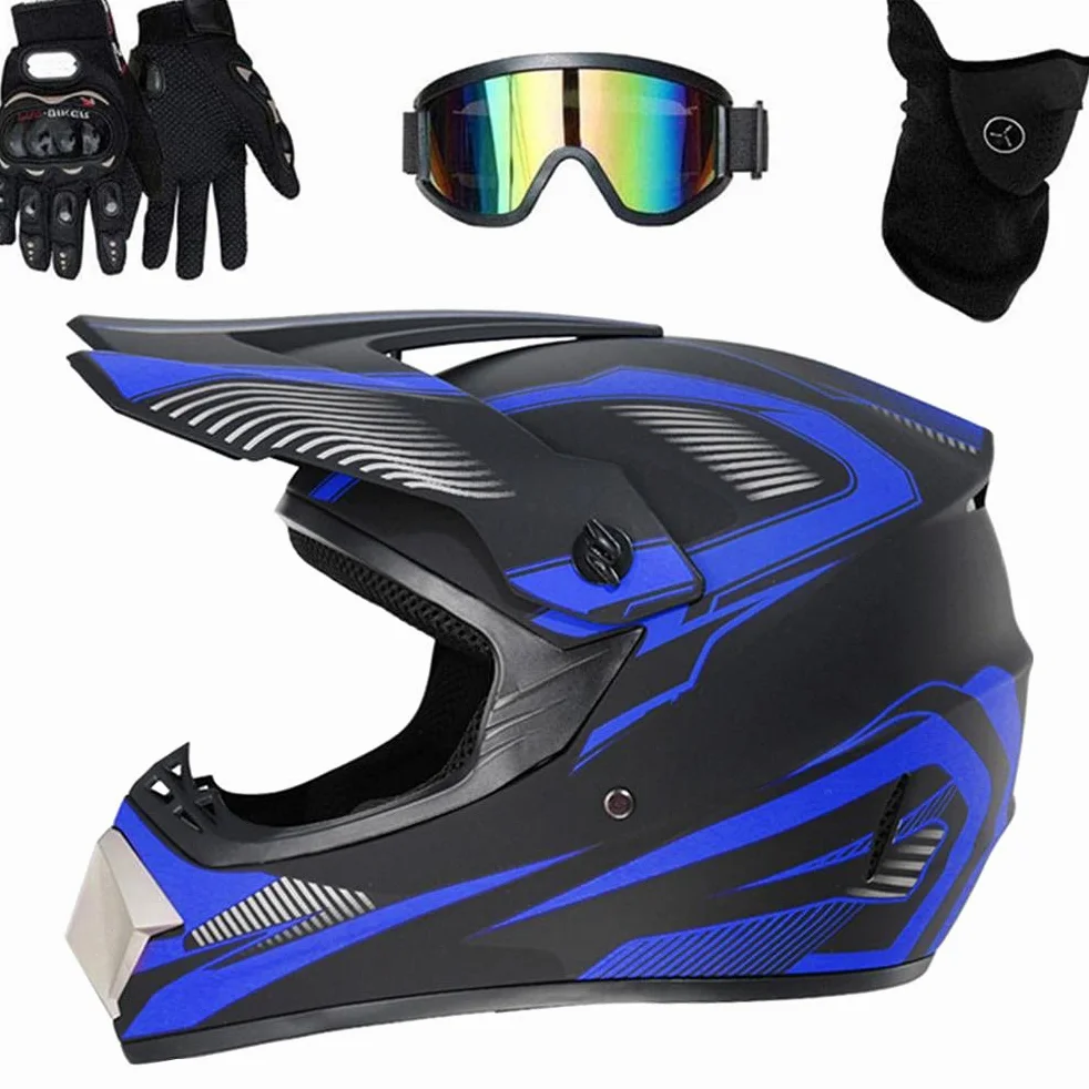 HAOXU Kask motocrossowy z goglami na twarz, maska na całą twarz, kask MTB Off-Road Electric Dirt Bike Motorcyccle/Mountain Bike kask dla dorosłych dzieci