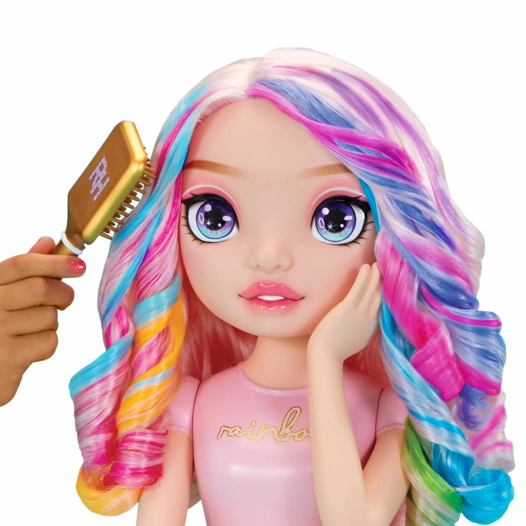 Rainbow High Styling Head - 33 cm Bella - Zestaw 4 w 1 z Kremem, Lakierem do Paznokci, Szczotką i Narzędziem do Farbowania Włosów. Stylizuj, Farbuj, Maluj, Spłukuj i Powtarzaj, dla Dzieci w Wieku 4-12