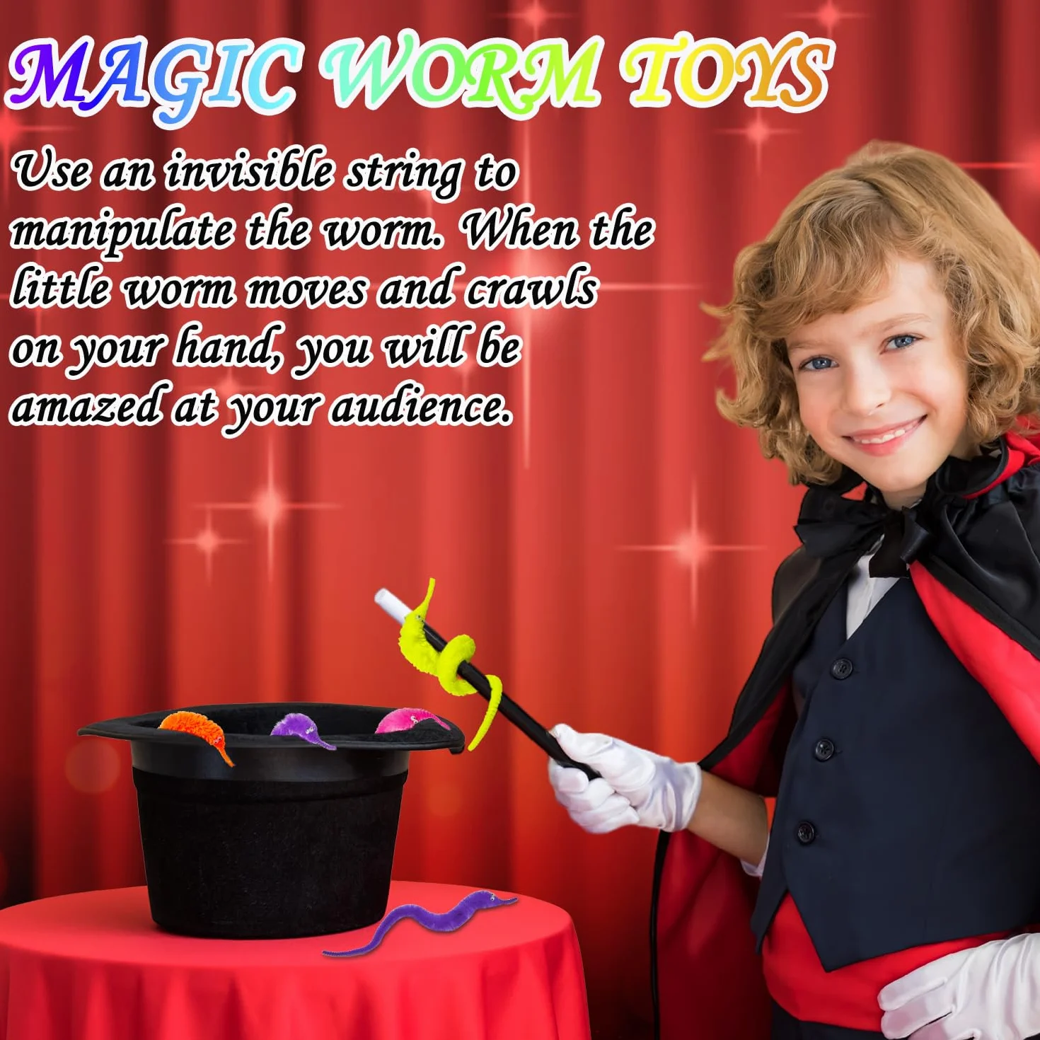 6 sztuk puszyste robaki, magiczne robaki, kolorowe robaki rozmyte magiczne robaki magiczne sztuczki karnawałowe impreza faworyzuje zabawki dla dzieci dorosłych zabawki, koty zabawki (kolor