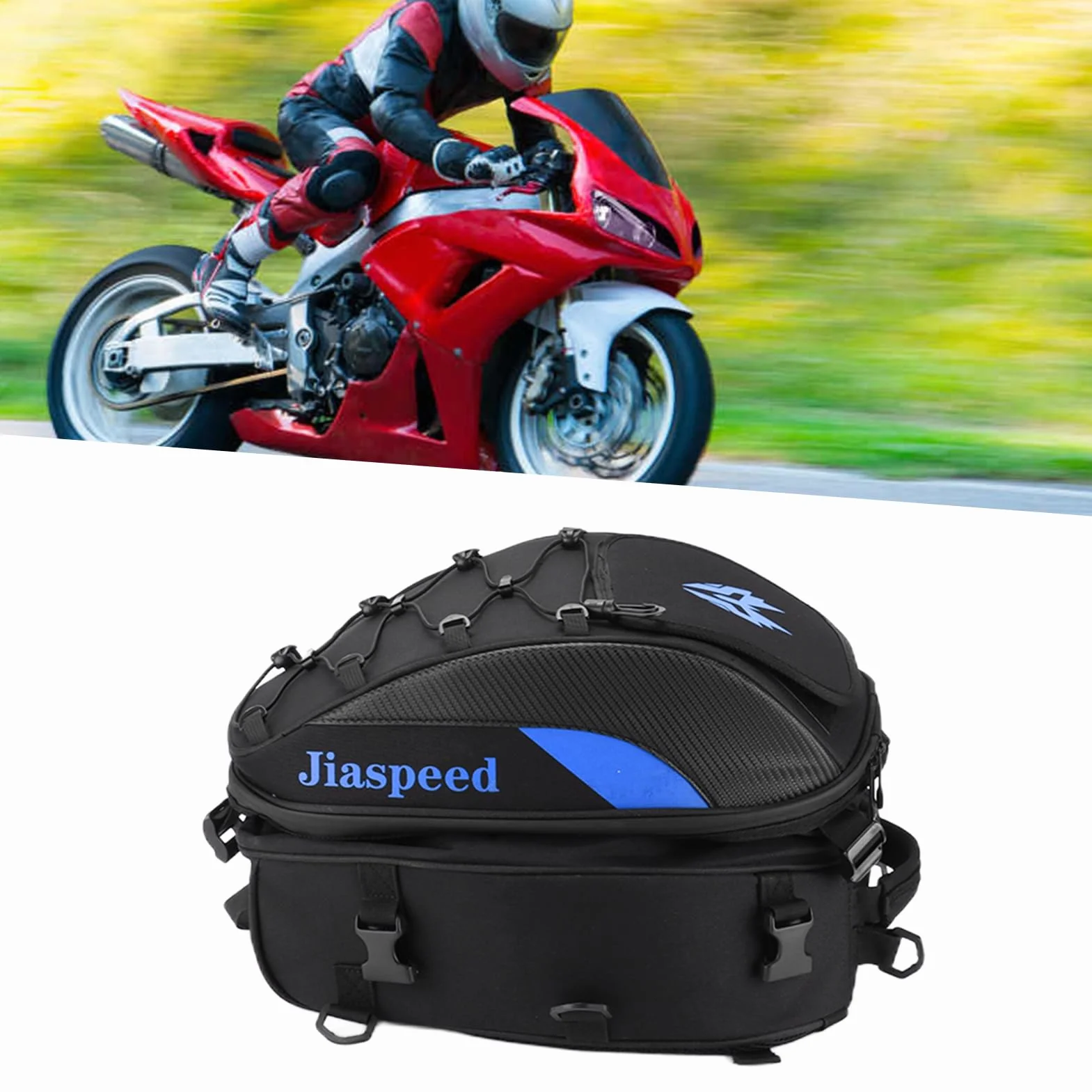 Torba na Tylne Siedzenie Motocykla Akozon Wodoodporna Ox Tkana Odblaskowa Uniwersalna Niebieski