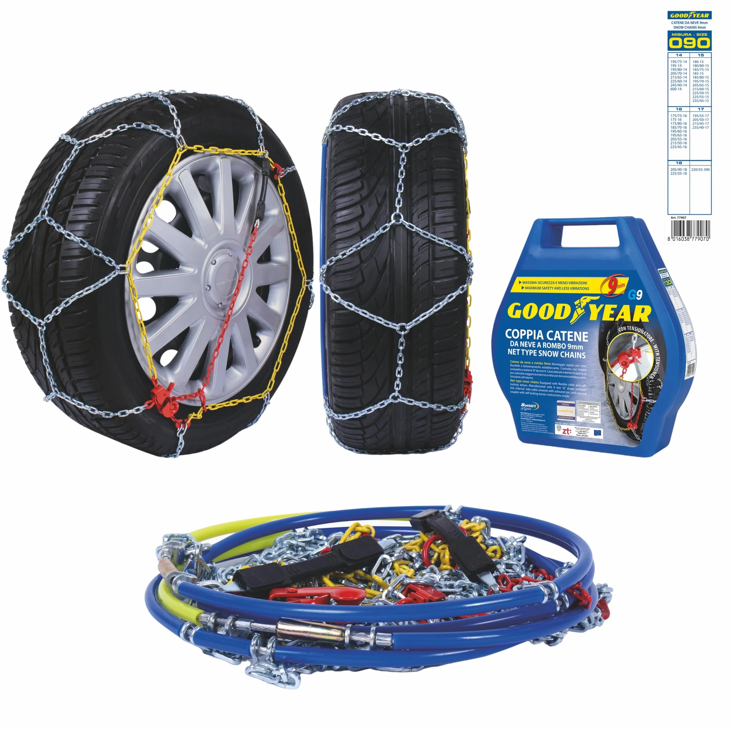 Goodyear Catene da Neve G9 9 mm Omologate TUV GS Onorm Misura 090