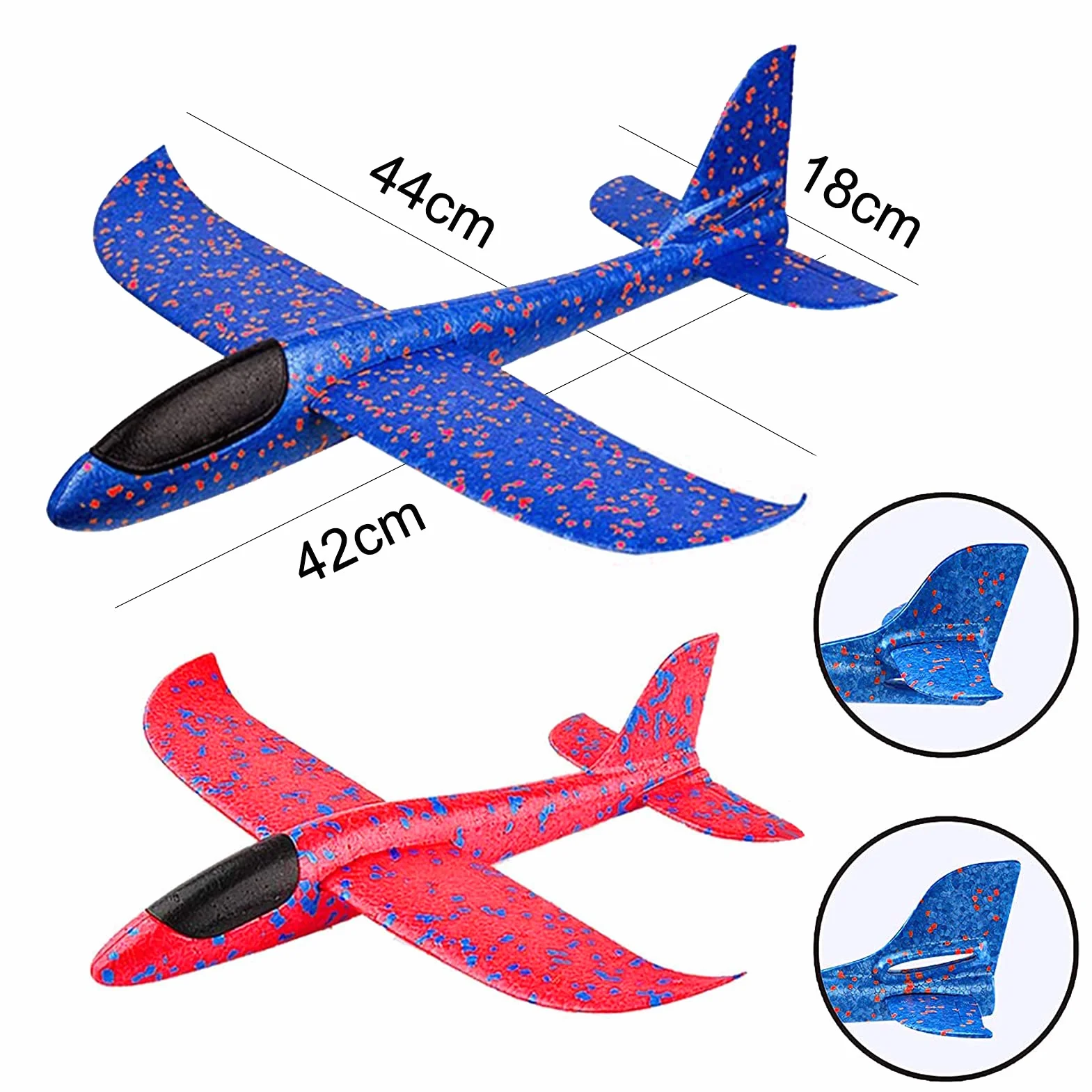 Szybowiec 44 cm, szybowiec z pianki do rzucania, 2 sztuki, model piankowego samolotu, dla dzieci, samolot ze styropianu, ręczne rzucanie samolotem, zabawka do uprawiania sportów na świeżym powietrzu