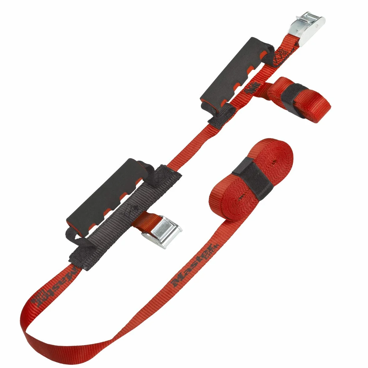 Master Lock 3126EURDAT Skrzyżowane paski z klamrą i uchwytem do przenoszenia czerwone 2,50 m x 25 mm 5,5 m x 25 mm